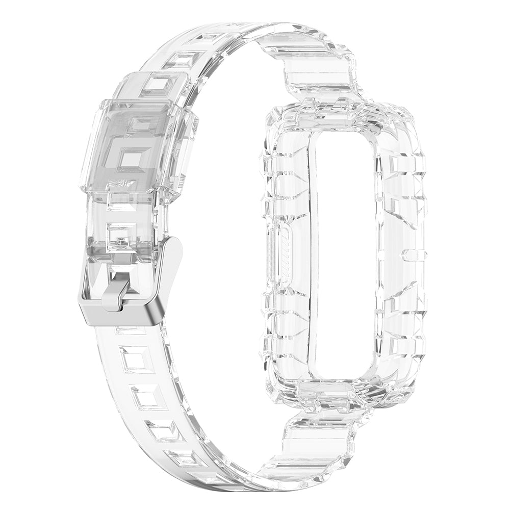 Uniqkart for Huawei Band 8 / Band 6 / Honor Band 7 / Band 6 / Band 6 Pro Clear TPU Wrist Band Integrated Strap with Watch Case - Transparent