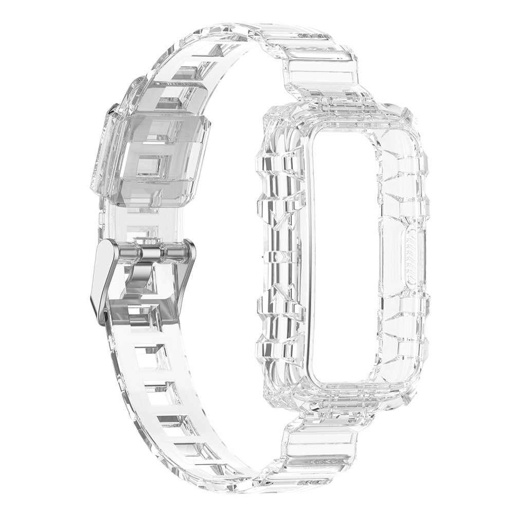 Uniqkart for Huawei Band 8 / Band 6 / Honor Band 7 / Band 6 / Band 6 Pro Clear TPU Wrist Band Integrated Strap with Watch Case - Transparent