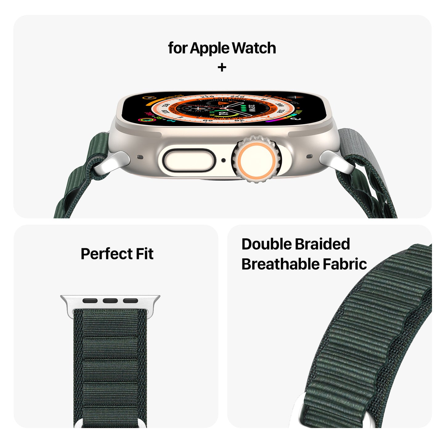 DUX DUCIS GS Series for Apple Watch Ultra 49mm / Series 8 7 45mm / 6 5 4 SE (2022) SE 44mm / 3 2 1 42mm Polyester Strap Replacement Watch Band - Green