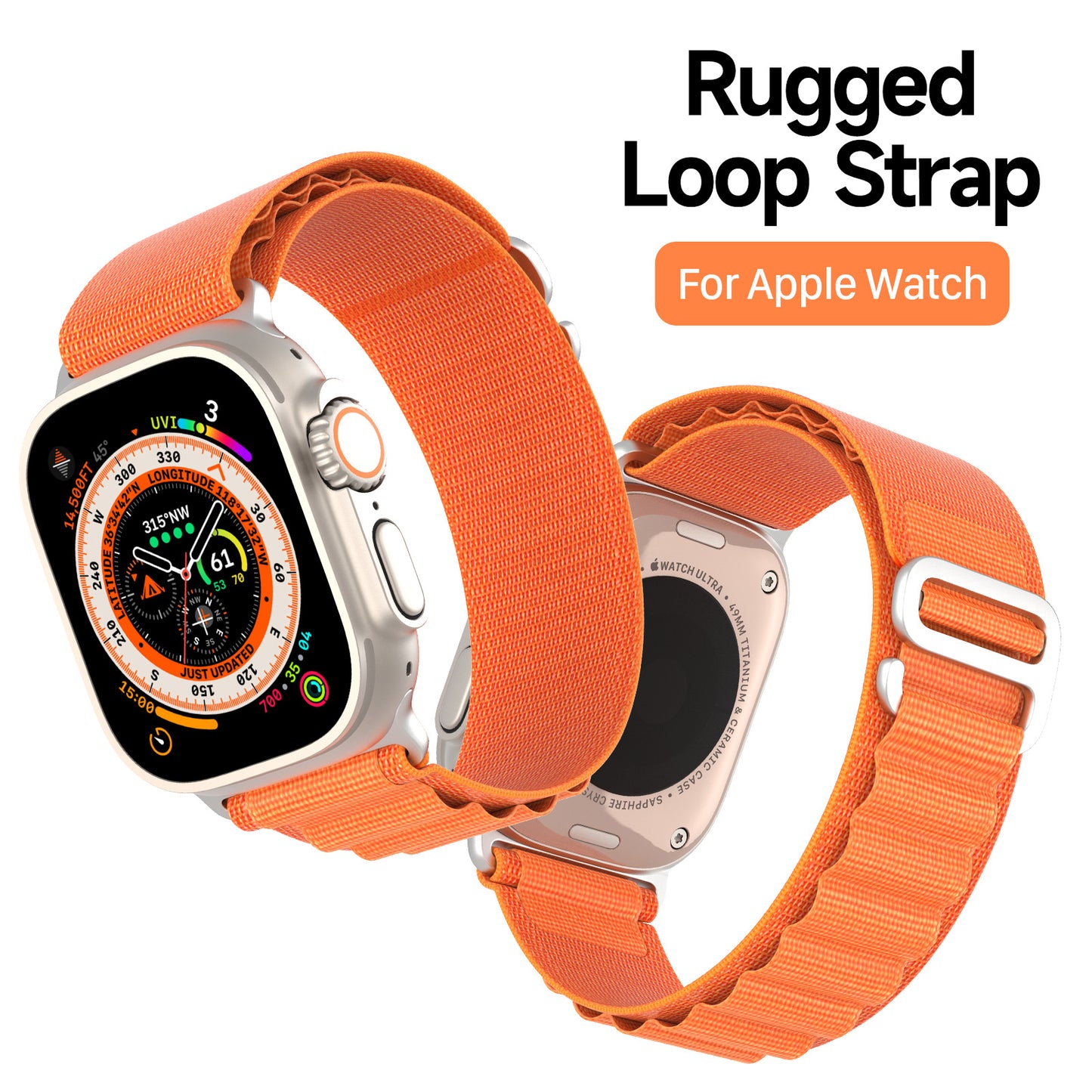 GS Series for Apple Watch Ultra 49mm / Series 8 7 45mm / 6 5 4 SE (2022) SE 44mm / 3 2 1 42mm Polyester Strap Replacement Watch Band - Orange