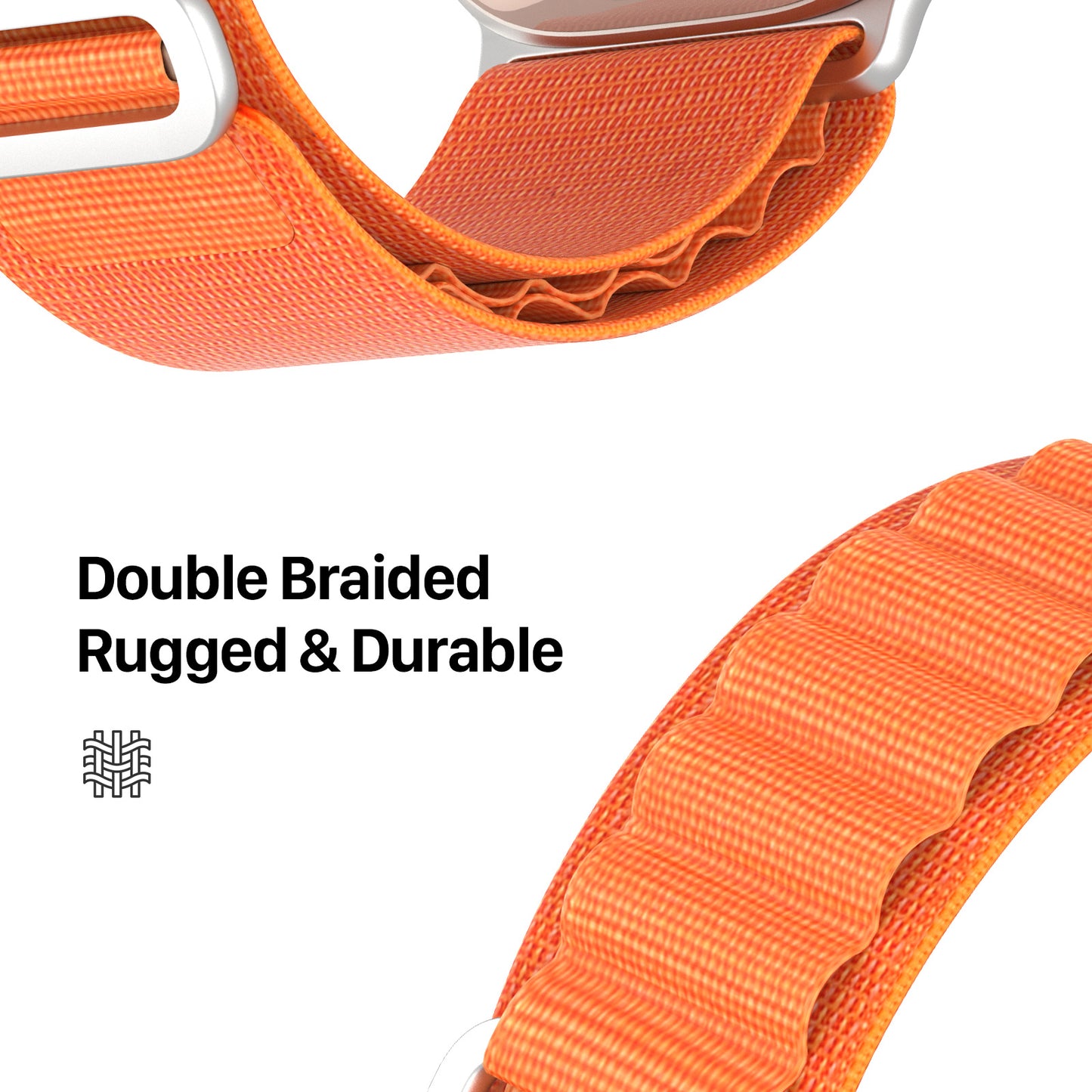 GS Series for Apple Watch Ultra 49mm / Series 8 7 45mm / 6 5 4 SE (2022) SE 44mm / 3 2 1 42mm Polyester Strap Replacement Watch Band - Orange