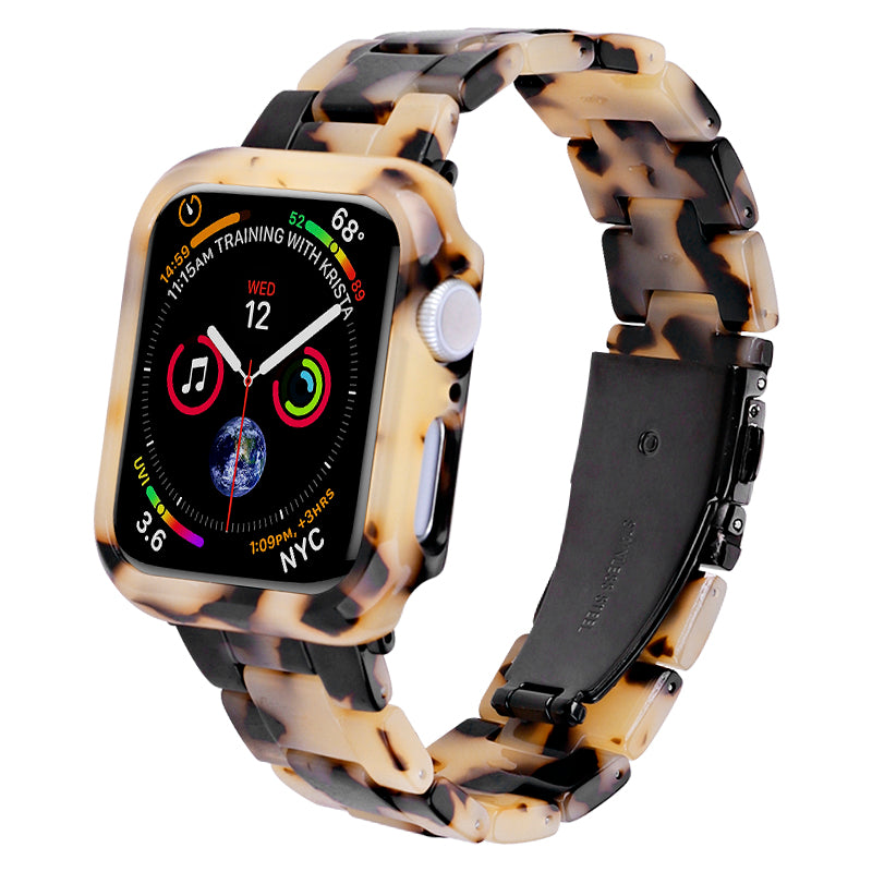Resin Watch Strap Set with Case Cover for Apple Watch Ultra 49mm Replacement Watch Band - Cow Pattern