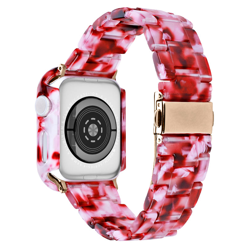 Resin Watch Strap Set with Case Cover for Apple Watch Ultra 49mm Replacement Watch Band - Peach