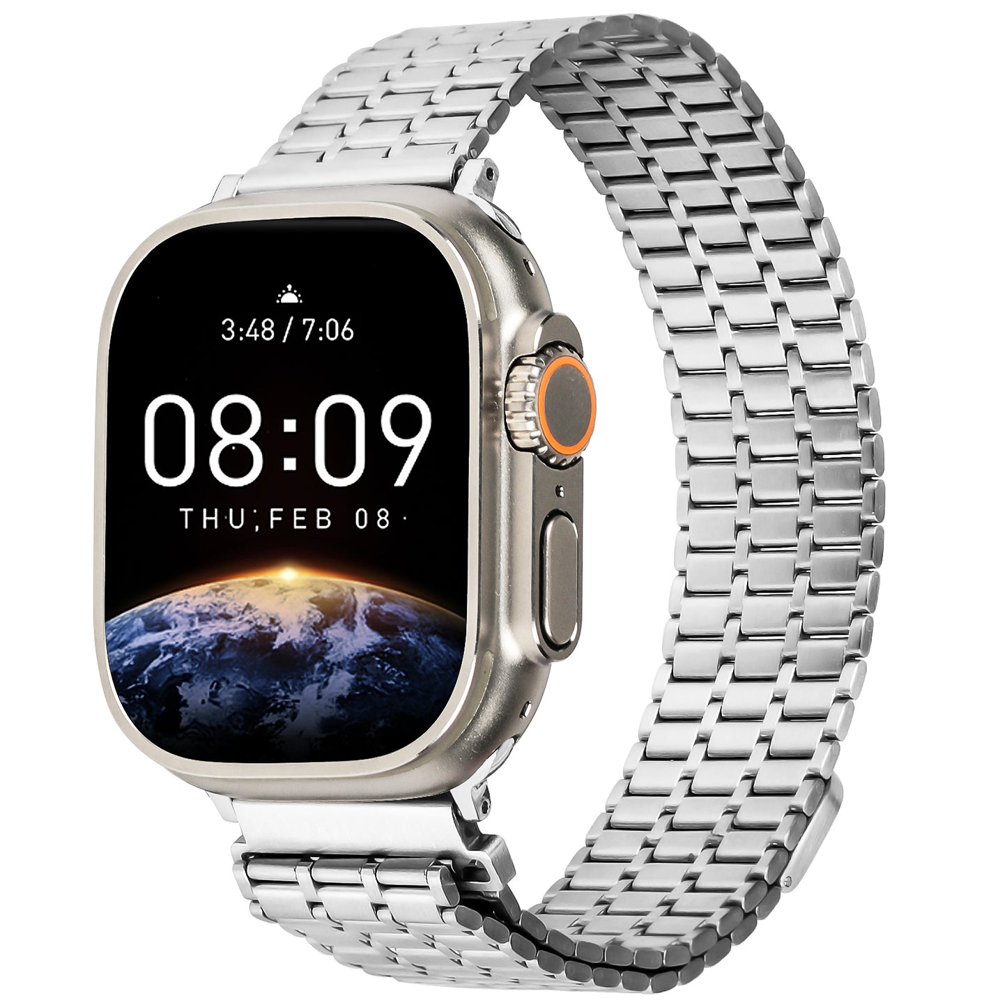For Apple Watch Series 8 7 41mm / 6 5 4 SE SE (2022) 40mm / 3 2 1 38mm 316L Stainless Steel Watch Band Magnetic Adjustable Strap - Silver