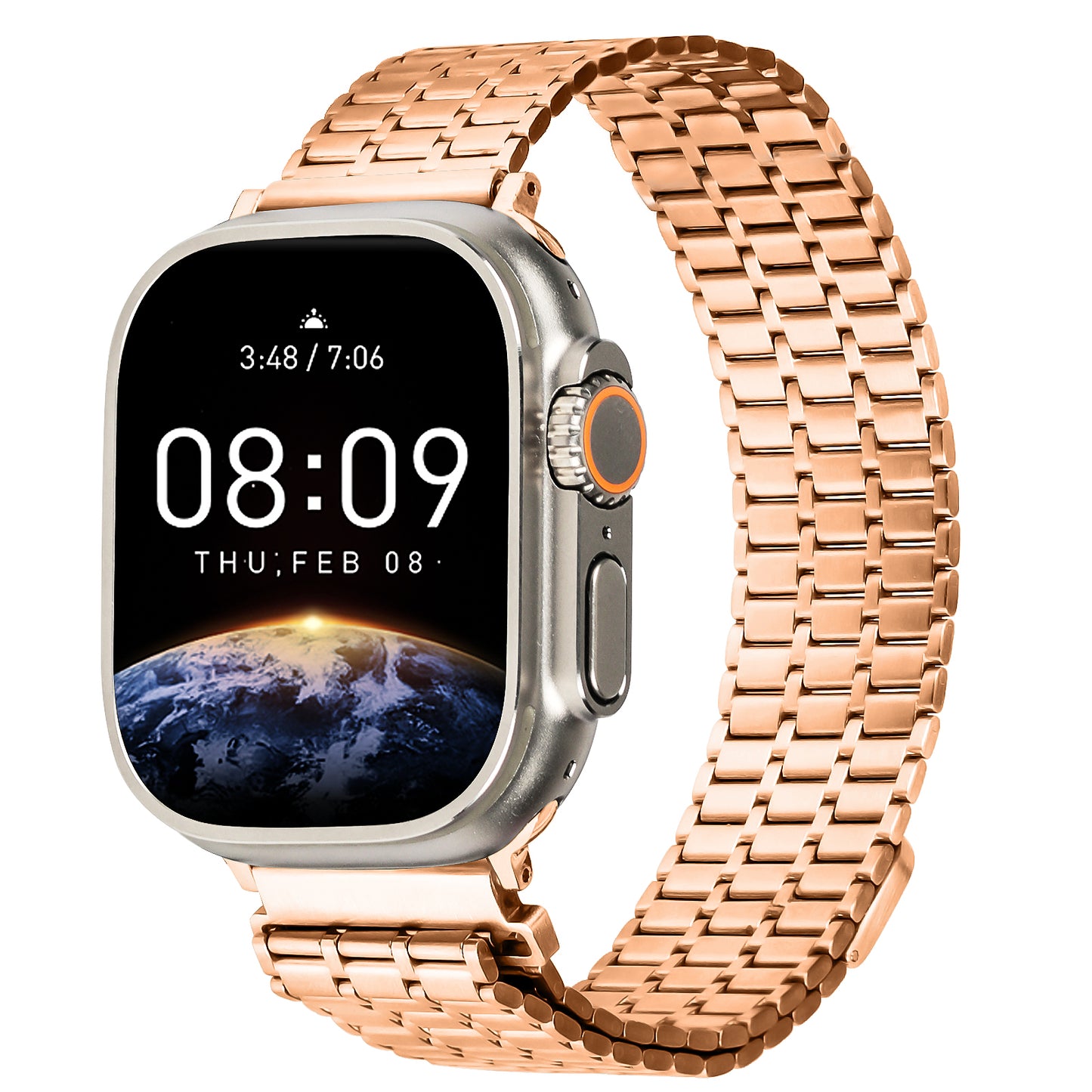 For Apple Watch Ultra 49mm / Series 8 7 45mm / 6 5 4 SE SE (2022) 44mm / 3 2 1 42mm Magnetic Watch Strap 316L Stainless Steel Wristband - Rose Gold