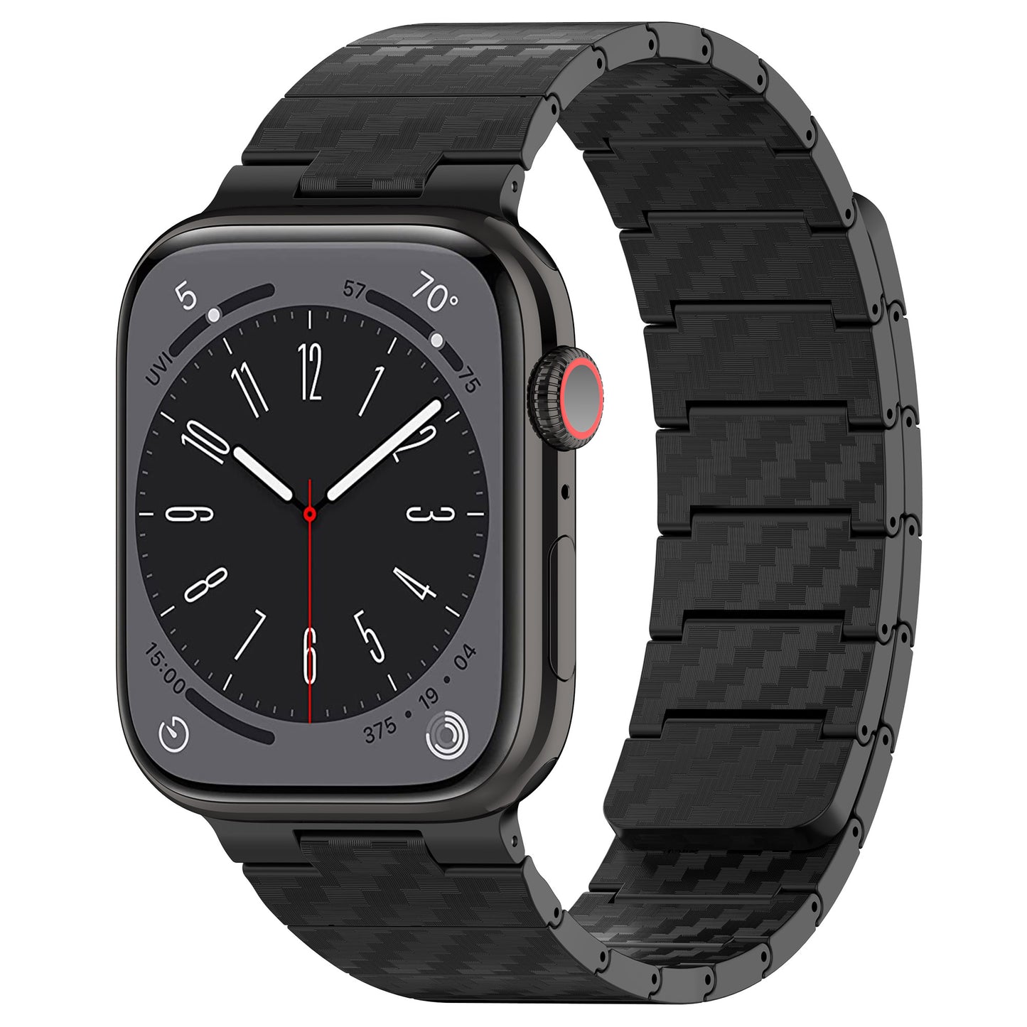 Magnetic Watch Band for Apple Watch Ultra 49mm / Series 8 7 45mm / Series 6 5 4 SE (2022) SE 44mm / Series 3 2 1 42mm , AW Carbon Fiber Texture PC Strap - Black