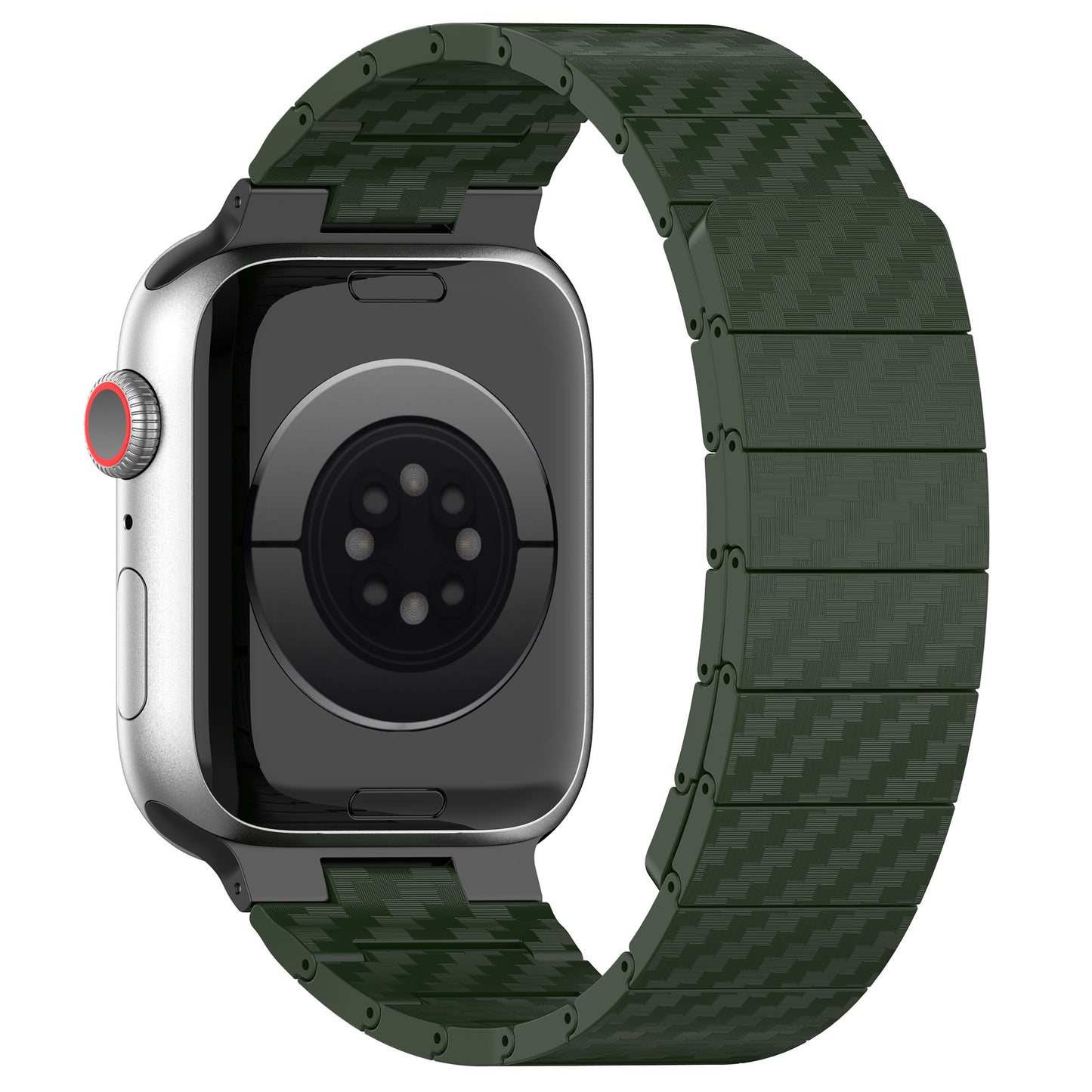 Magnetic Watch Band for Apple Watch Ultra 49mm / Series 8 7 45mm / Series 6 5 4 SE (2022) SE 44mm / Series 3 2 1 42mm , AW Carbon Fiber Texture PC Strap - Green