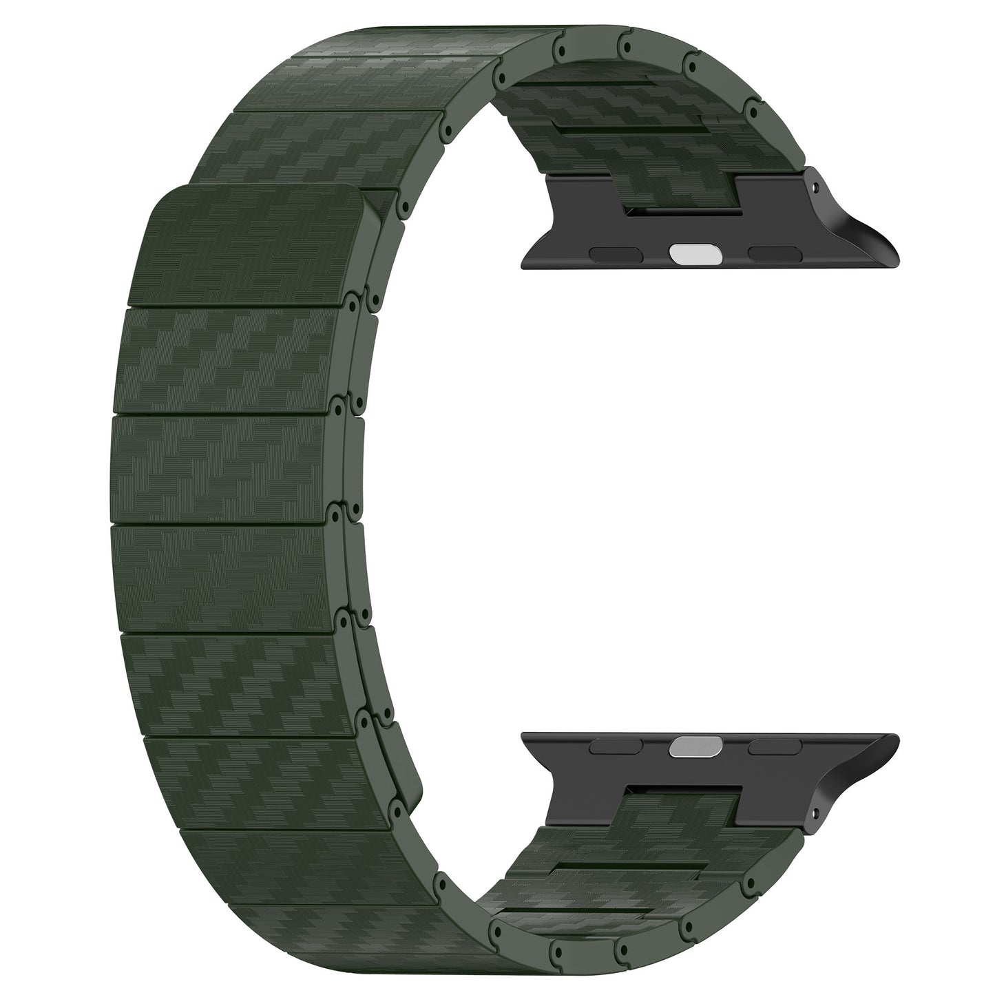 Magnetic Watch Band for Apple Watch Ultra 49mm / Series 8 7 45mm / Series 6 5 4 SE (2022) SE 44mm / Series 3 2 1 42mm , AW Carbon Fiber Texture PC Strap - Green
