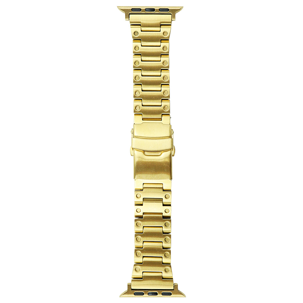 For Apple Watch Series 8 7 41mm / 6 5 4 SE SE (2022) 40mm / 3 2 1 38mm Men Watch Band Stainless Steel Dots Wrist Strap - Gold