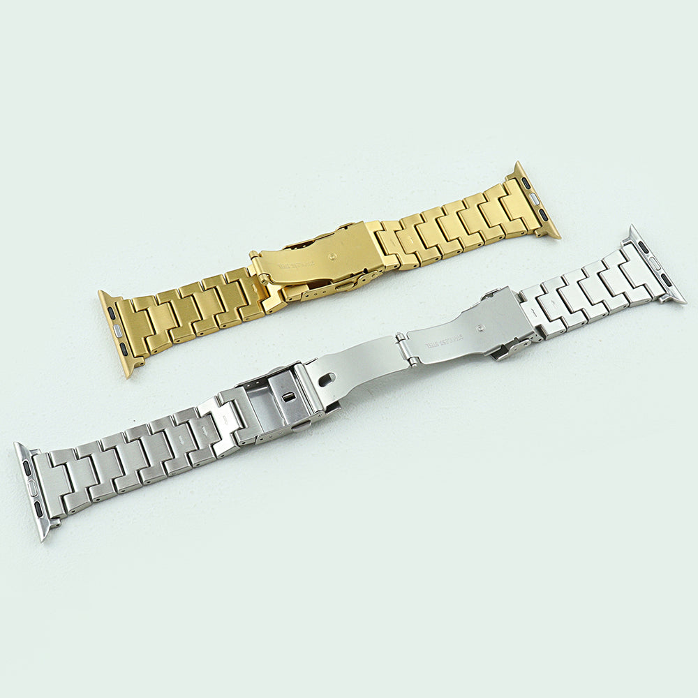 For Apple Watch Series 8 7 41mm / 6 5 4 SE SE (2022) 40mm / 3 2 1 38mm Men Watch Band Stainless Steel Dots Wrist Strap - Rose Gold