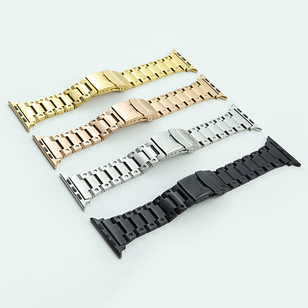 For Apple Watch Ultra 49mm / Series 8 7 45mm / 6 5 4 SE SE (2022) 44mm / 3 2 1 42mm Men Watch Strap Stainless Steel Dots Band - Silver