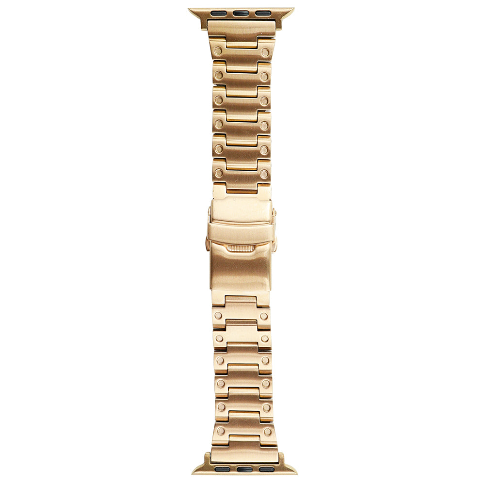 For Apple Watch Ultra 49mm / Series 8 7 45mm / 6 5 4 SE SE (2022) 44mm / 3 2 1 42mm Men Watch Strap Stainless Steel Dots Band - Rose Gold