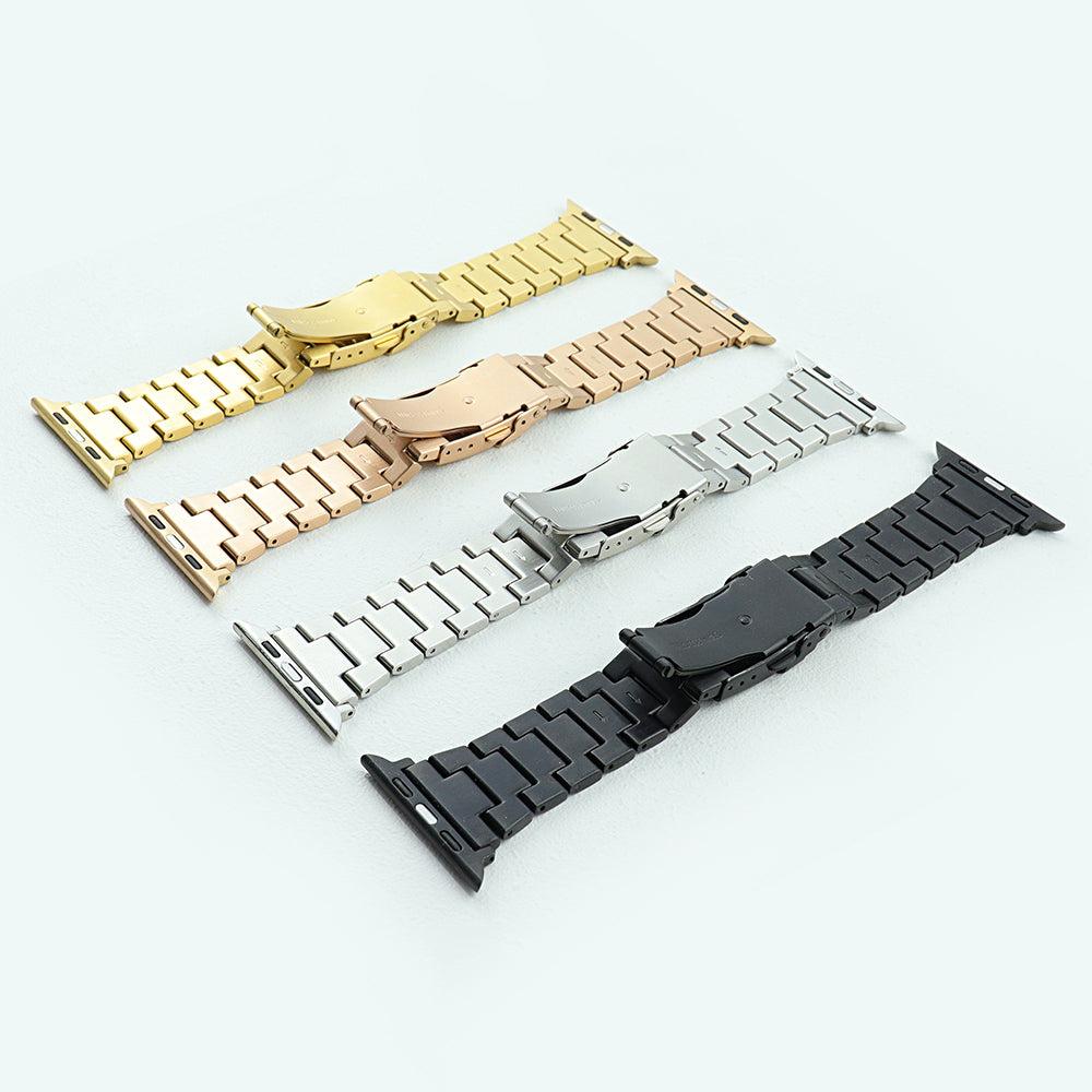 For Apple Watch Ultra 49mm / Series 8 7 45mm / 6 5 4 SE SE (2022) 44mm / 3 2 1 42mm Men Watch Strap Stainless Steel Dots Band - Rose Gold