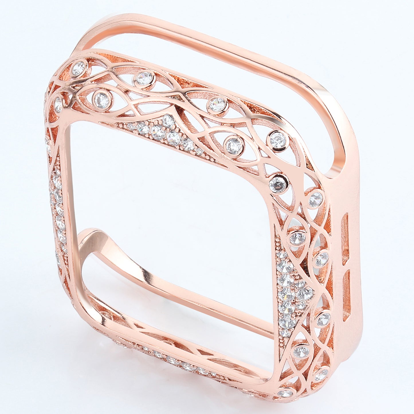 Hollow-out Zircon Decor Anti-fall Copper Watch Case Cover for Apple Watch SE / SE (2022) 40mm / Series 6 / 5 / 4 40mm - Pink