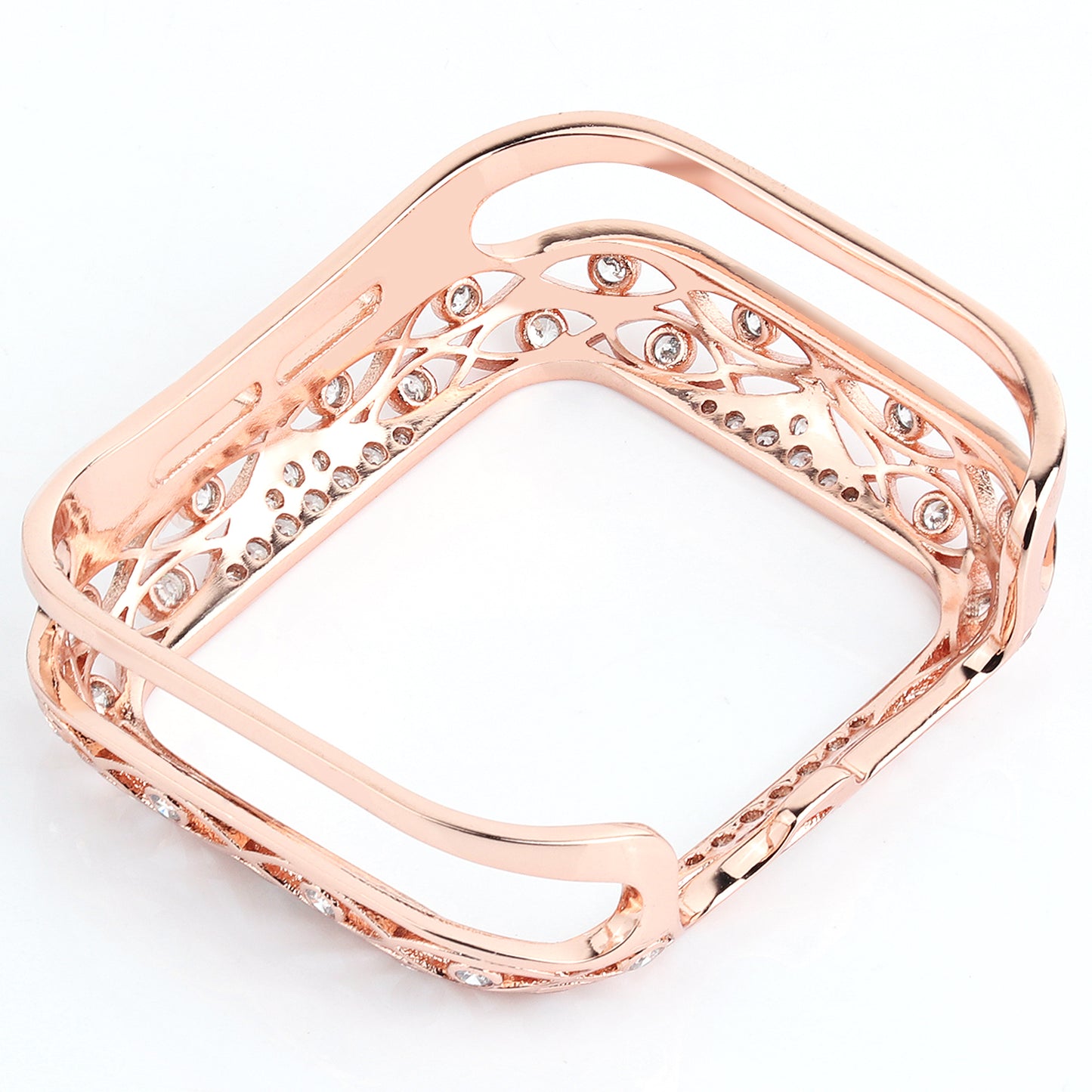 Hollow-out Zircon Decor Anti-fall Copper Watch Case Cover for Apple Watch SE / SE (2022) 40mm / Series 6 / 5 / 4 40mm - Pink