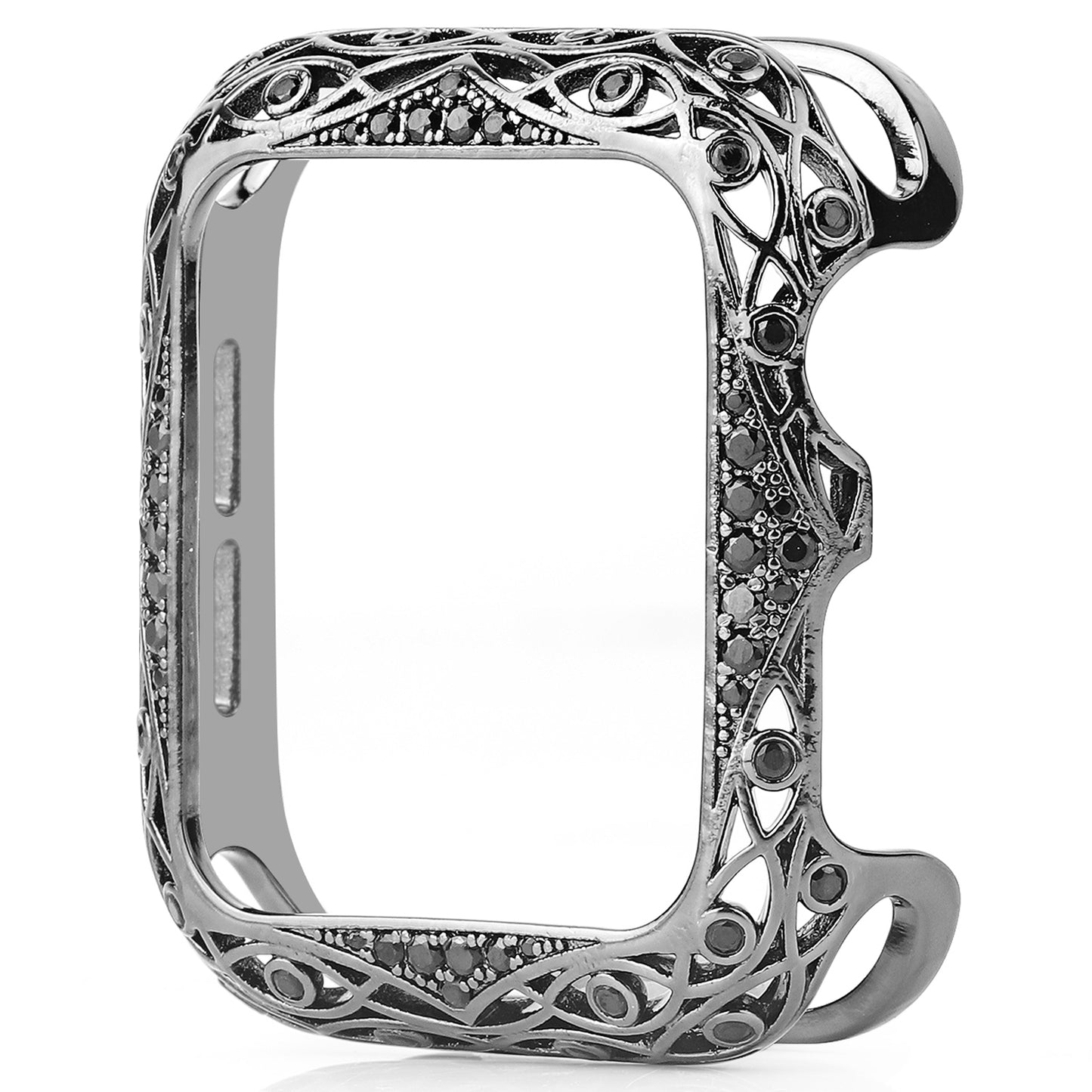 Hollow-out Zircon Decor Anti-fall Copper Watch Case Cover for Apple Watch SE / SE (2022) 40mm / Series 6 / 5 / 4 40mm - Black