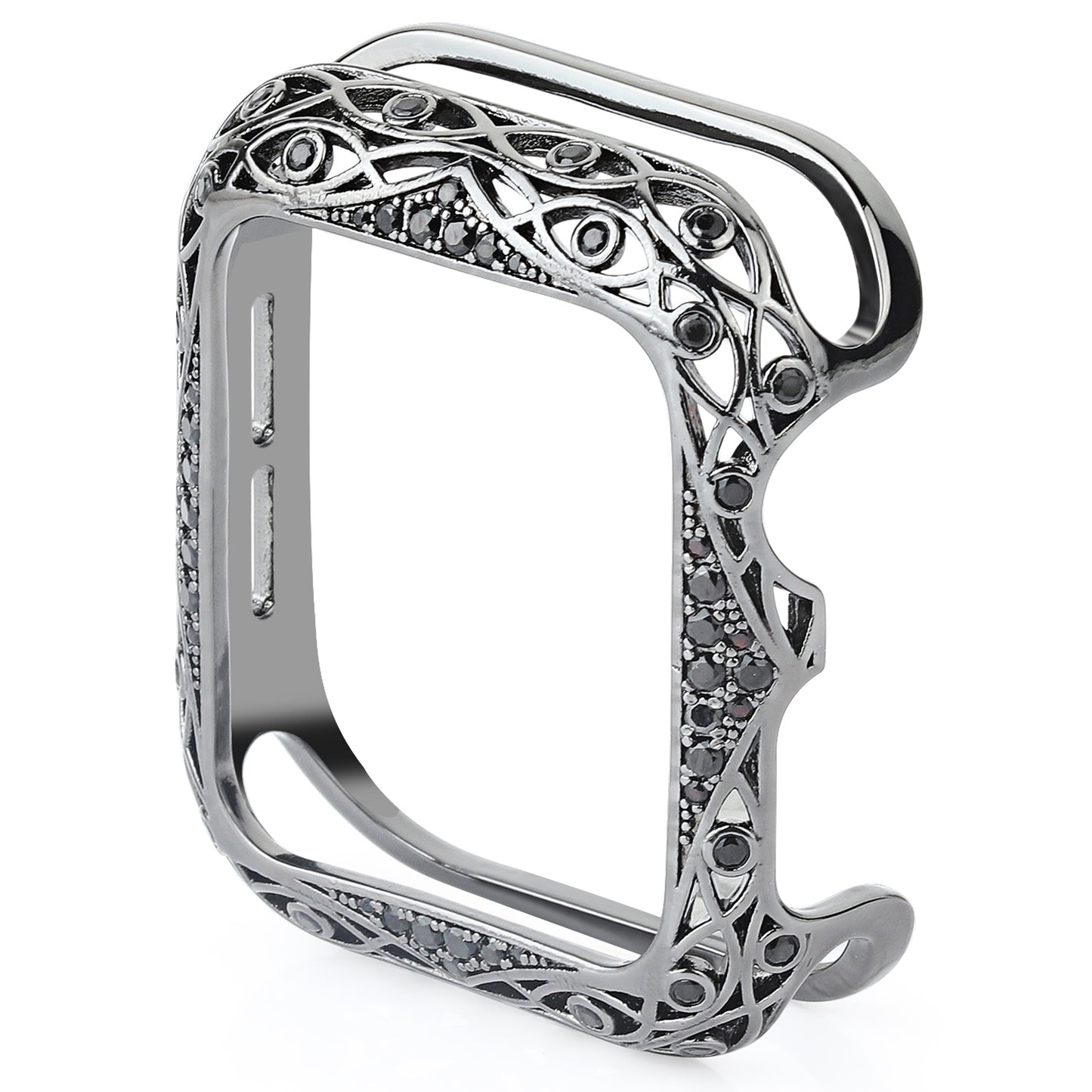 Hollow-out Zircon Decor Anti-fall Copper Watch Case Cover for Apple Watch SE / SE (2022) 40mm / Series 6 / 5 / 4 40mm - Black