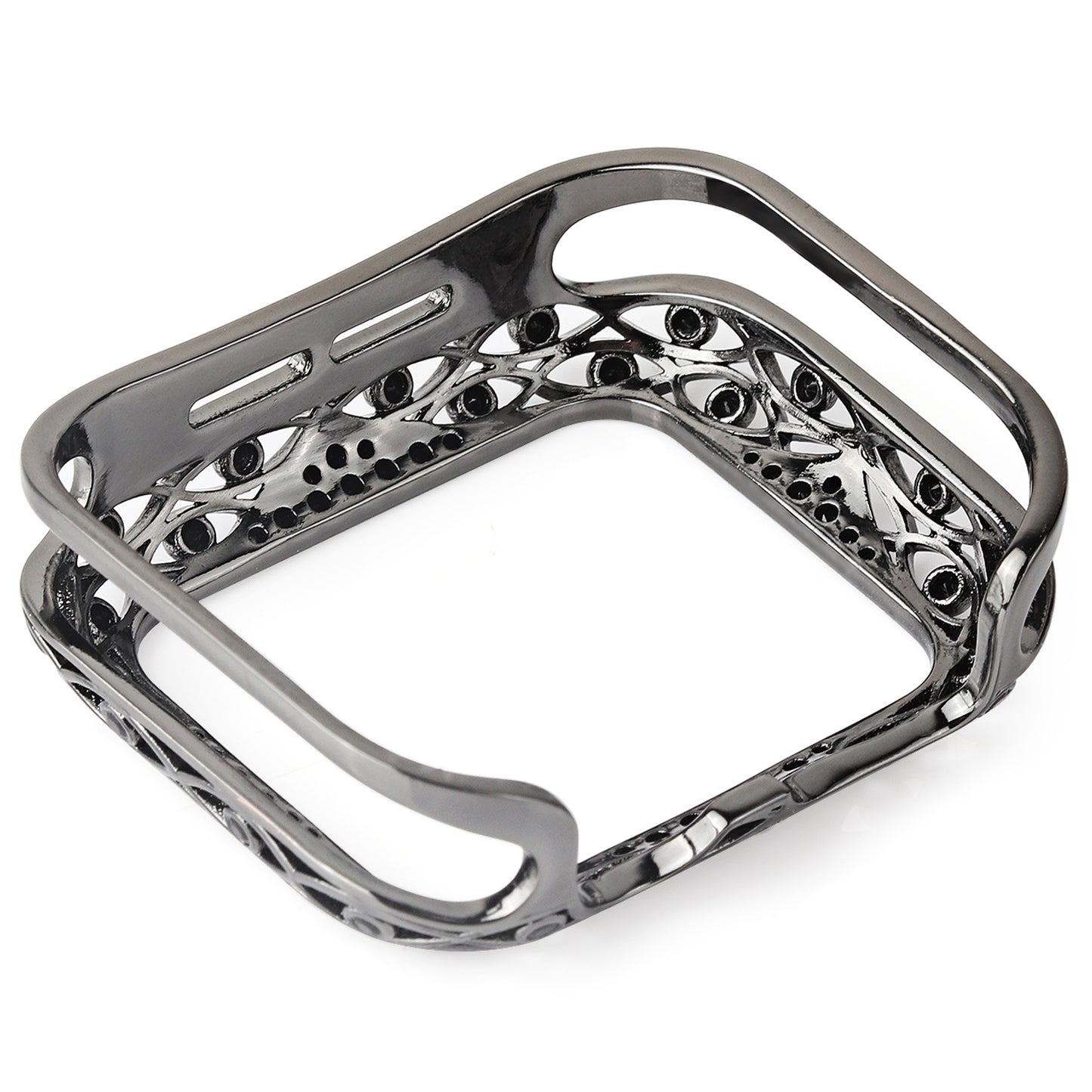 Hollow-out Zircon Decor Anti-fall Copper Watch Case Cover for Apple Watch SE / SE (2022) 40mm / Series 6 / 5 / 4 40mm - Black