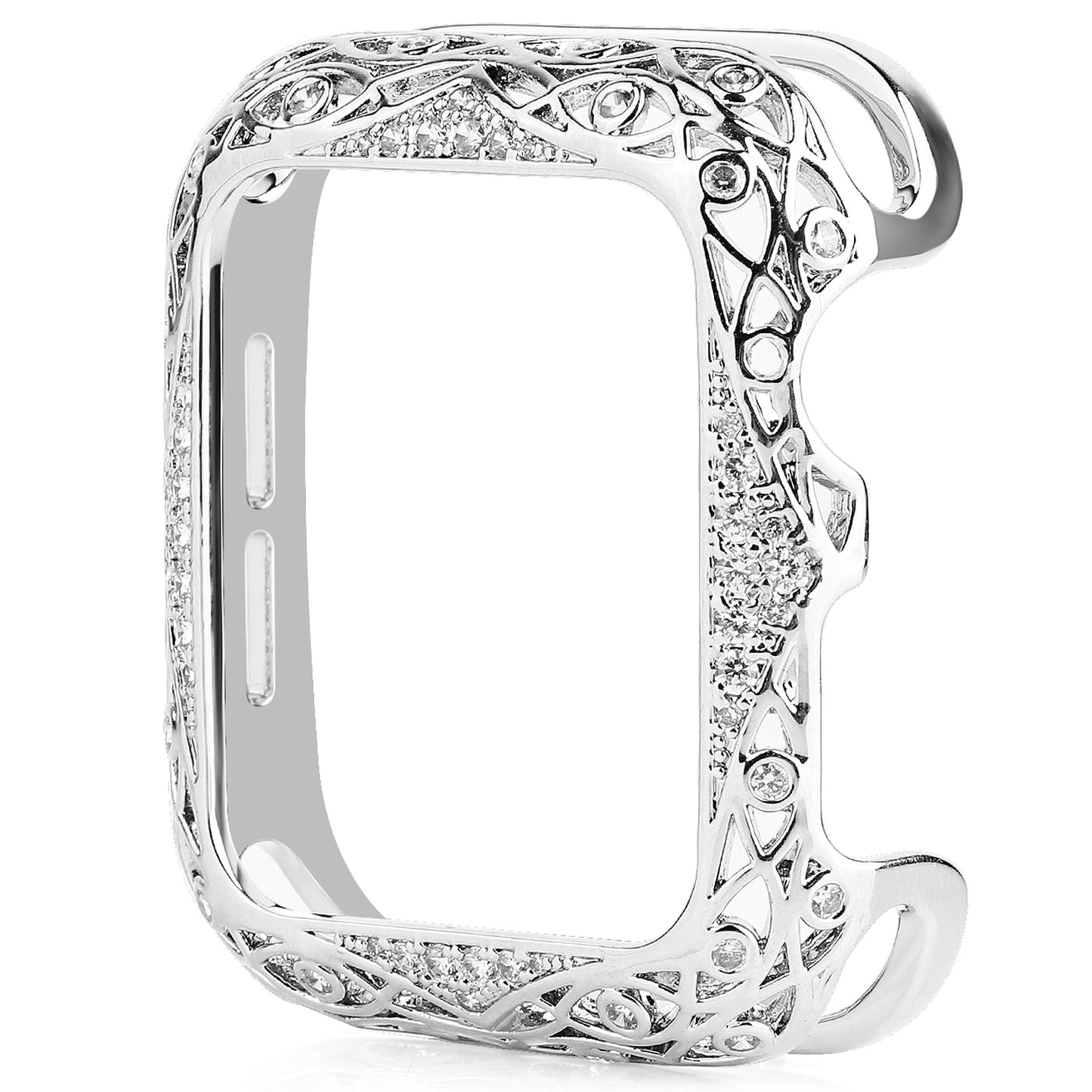 Hollow-out Zircon Decor Anti-fall Copper Watch Case Cover for Apple Watch SE / SE (2022) 40mm / Series 6 / 5 / 4 40mm - Silver