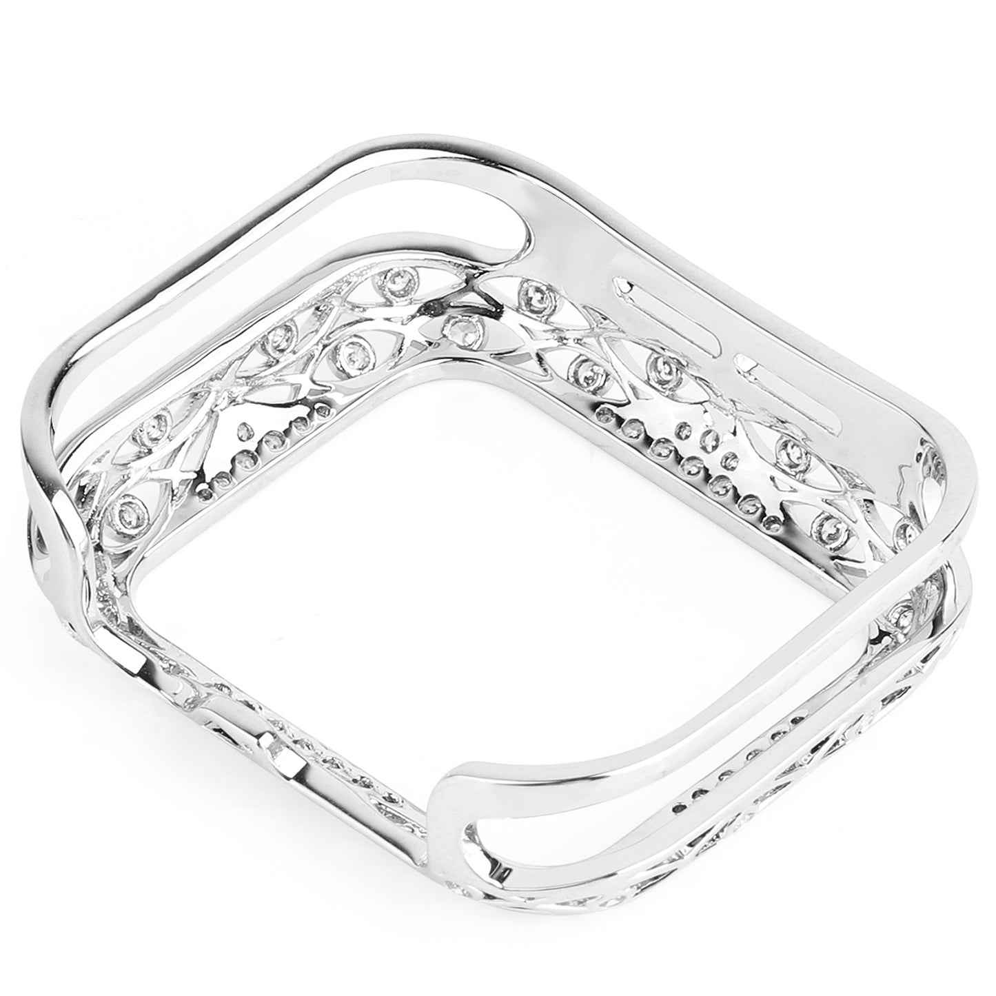 Hollow-out Zircon Decor Anti-fall Copper Watch Case Cover for Apple Watch SE / SE (2022) 40mm / Series 6 / 5 / 4 40mm - Silver