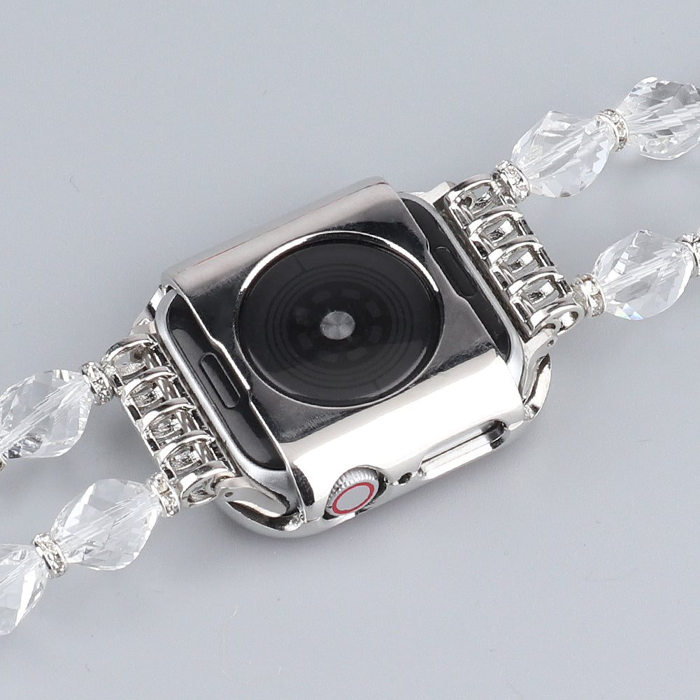 Water-drop Shape Rhinestone Decor Scratch-resistant Alloy Watch Case Protective Cover for Apple Watch SE / SE (2022) 40mm / Series 6 / 5 / 4 40mm - Silver / Pink Zircon