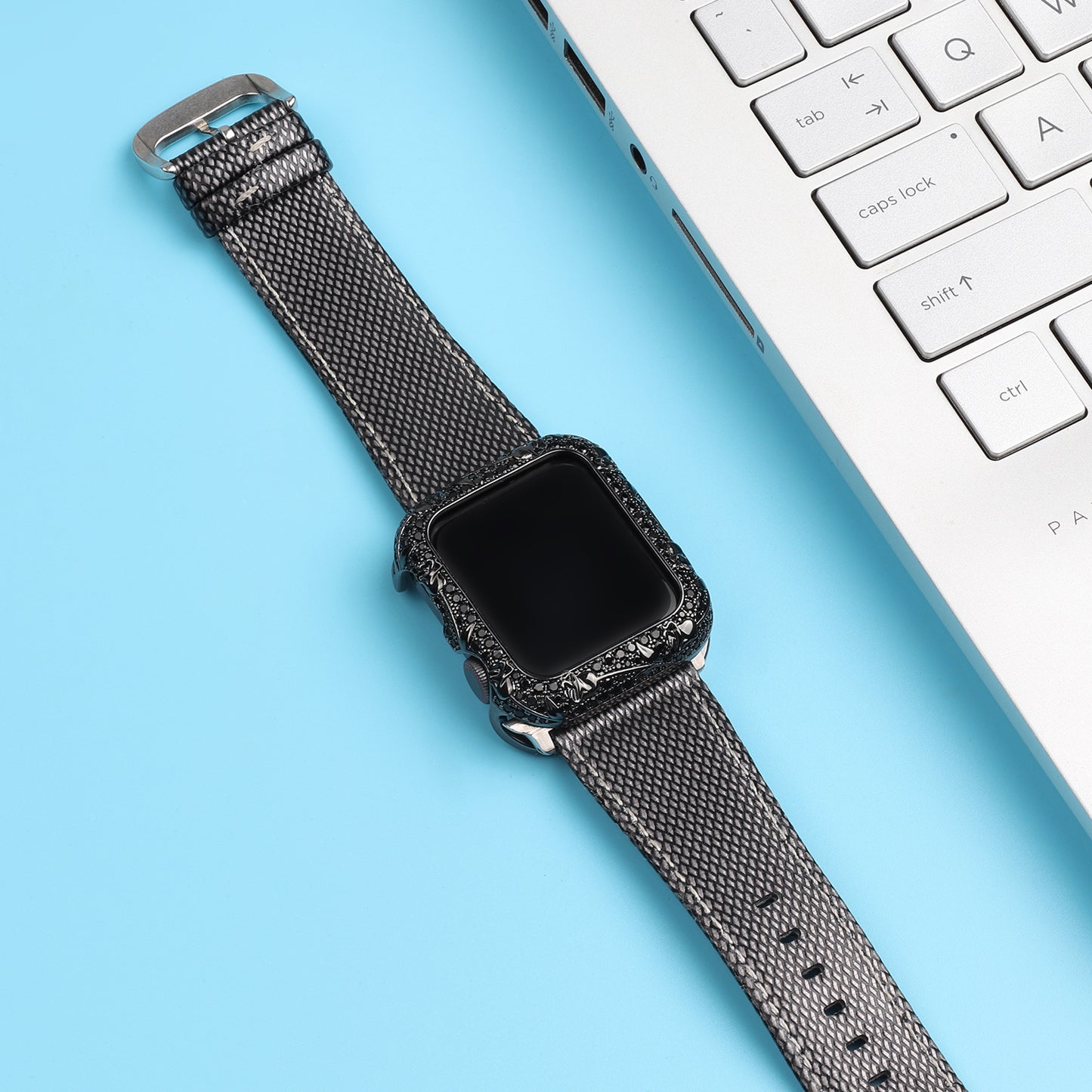 Tulip Zircon Decor Copper Anti-fall Stylish Watch Case Protective Cover for Apple Watch Series 4 / 5 / 6 44mm / SE 44mm / SE (2022) 44mm - Black