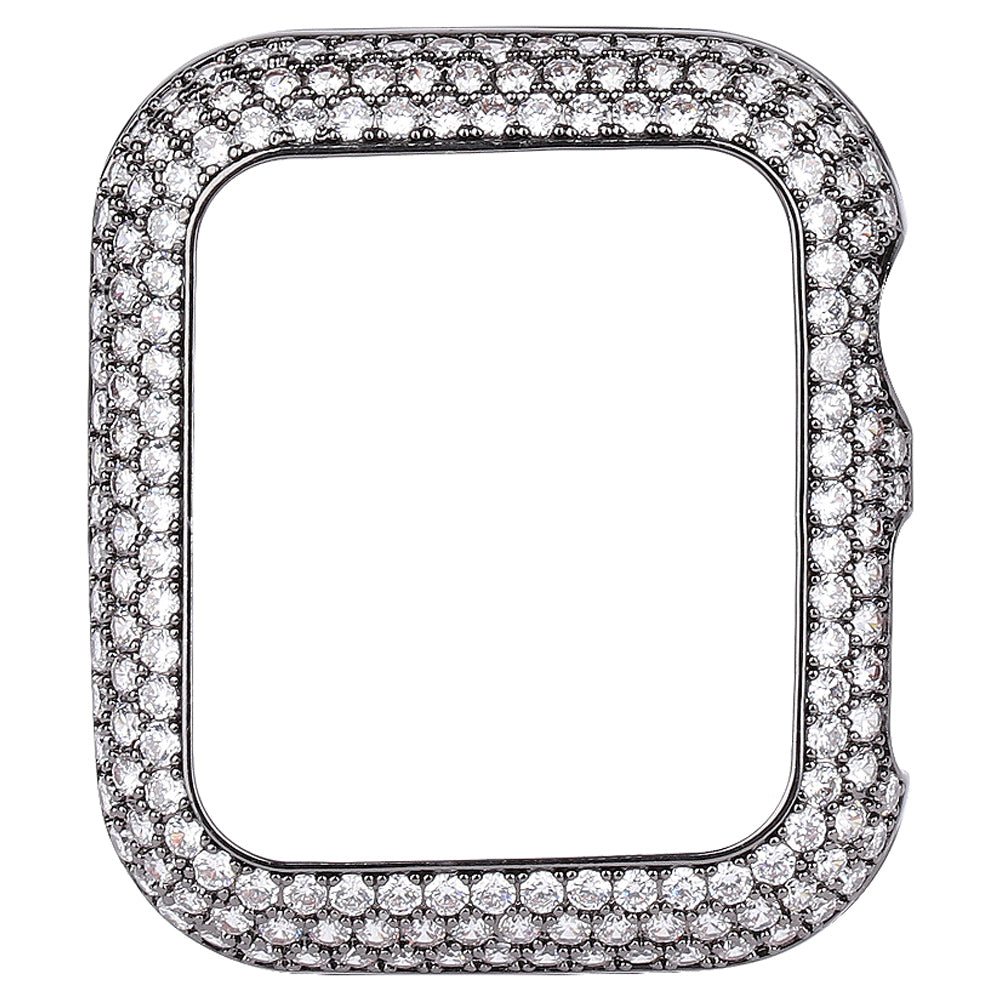 Zircon Decor Copper Anti-Scratch Watch Case Protective Cover for Apple Watch Series 4 / 5 / 6 44mm / SE 44mm / SE (2022) 44mm - Grey