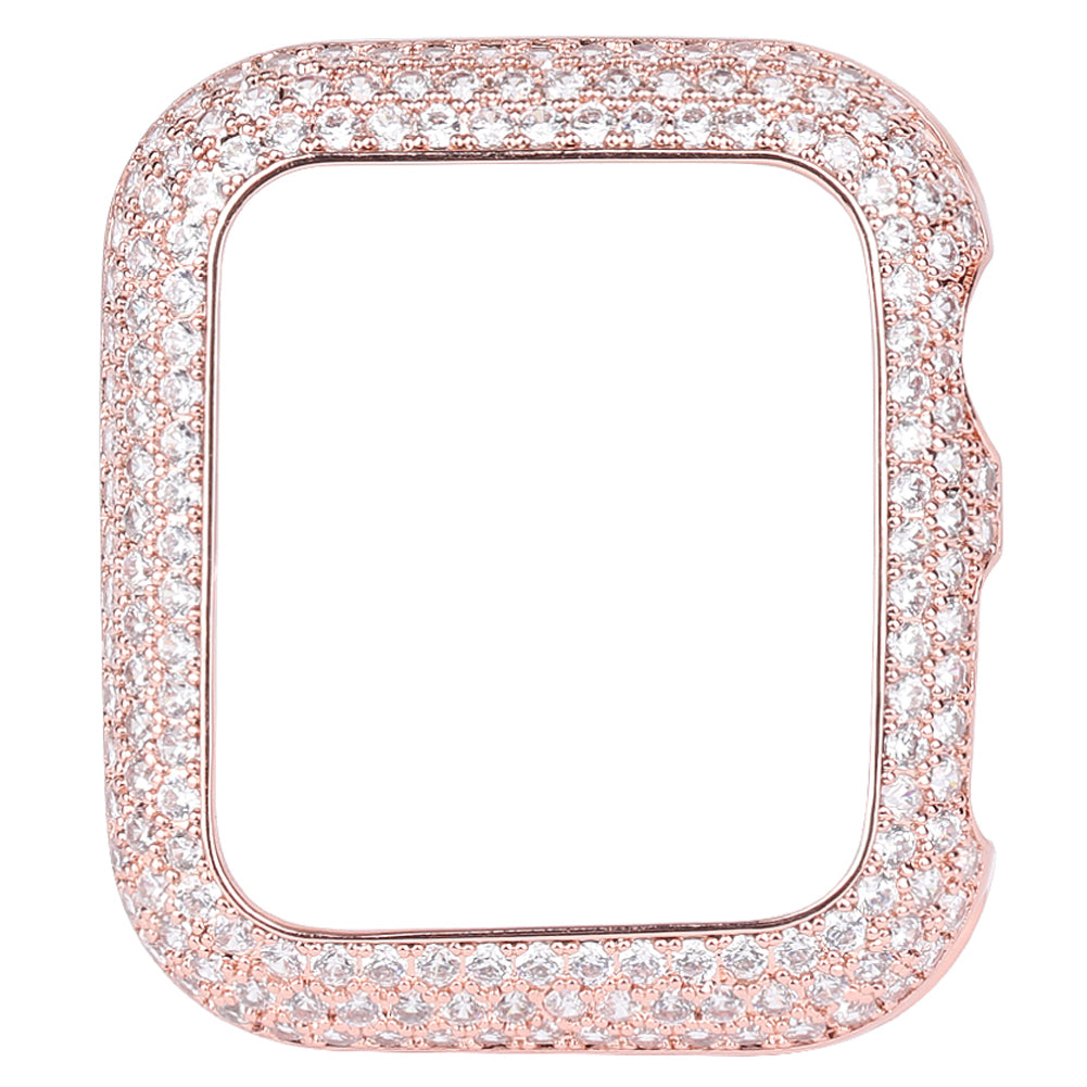 Zircon Decor Copper Anti-Scratch Watch Case Protective Cover for Apple Watch Series 4 / 5 / 6 44mm / SE 44mm / SE (2022) 44mm - Rose Gold