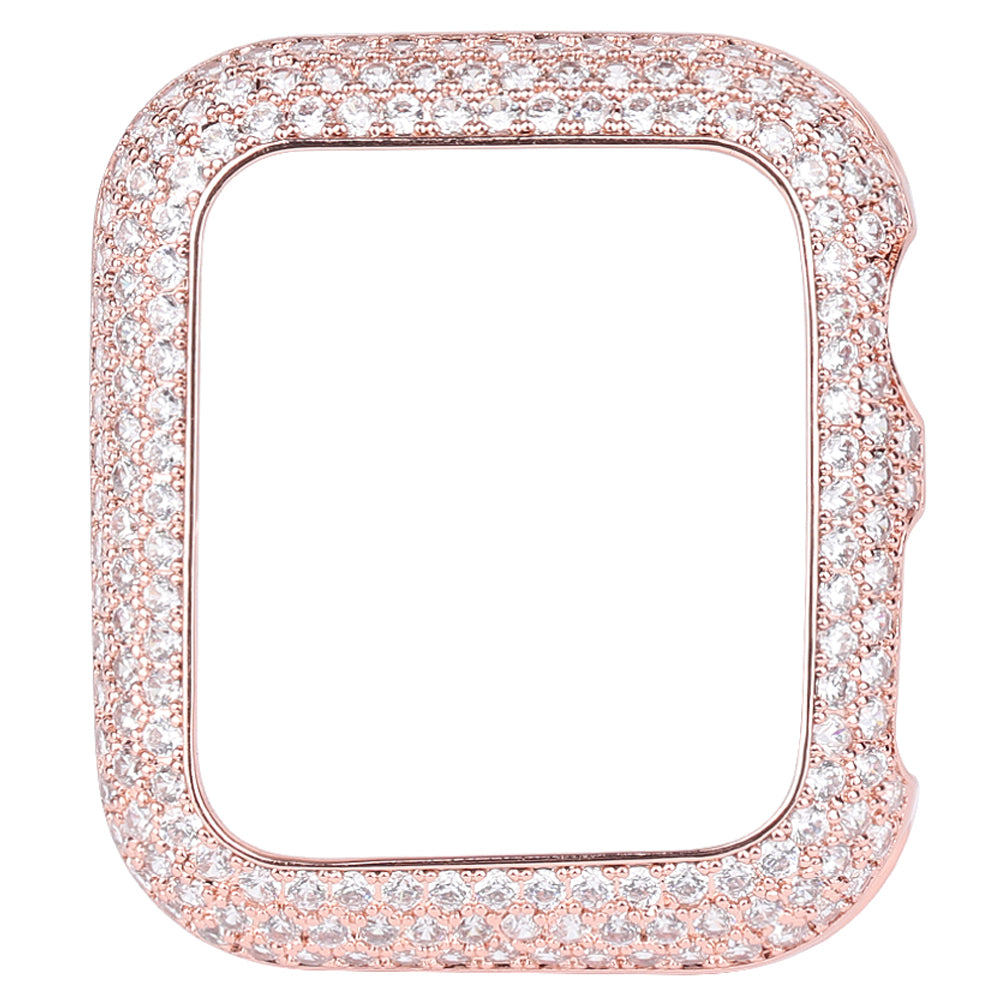 Zircon Decor Scratch-resistant Copper Watch Case Protective Cover for Apple Watch SE / SE (2022) 40mm / Series 6 / 5 / 4 40mm - Rose Gold
