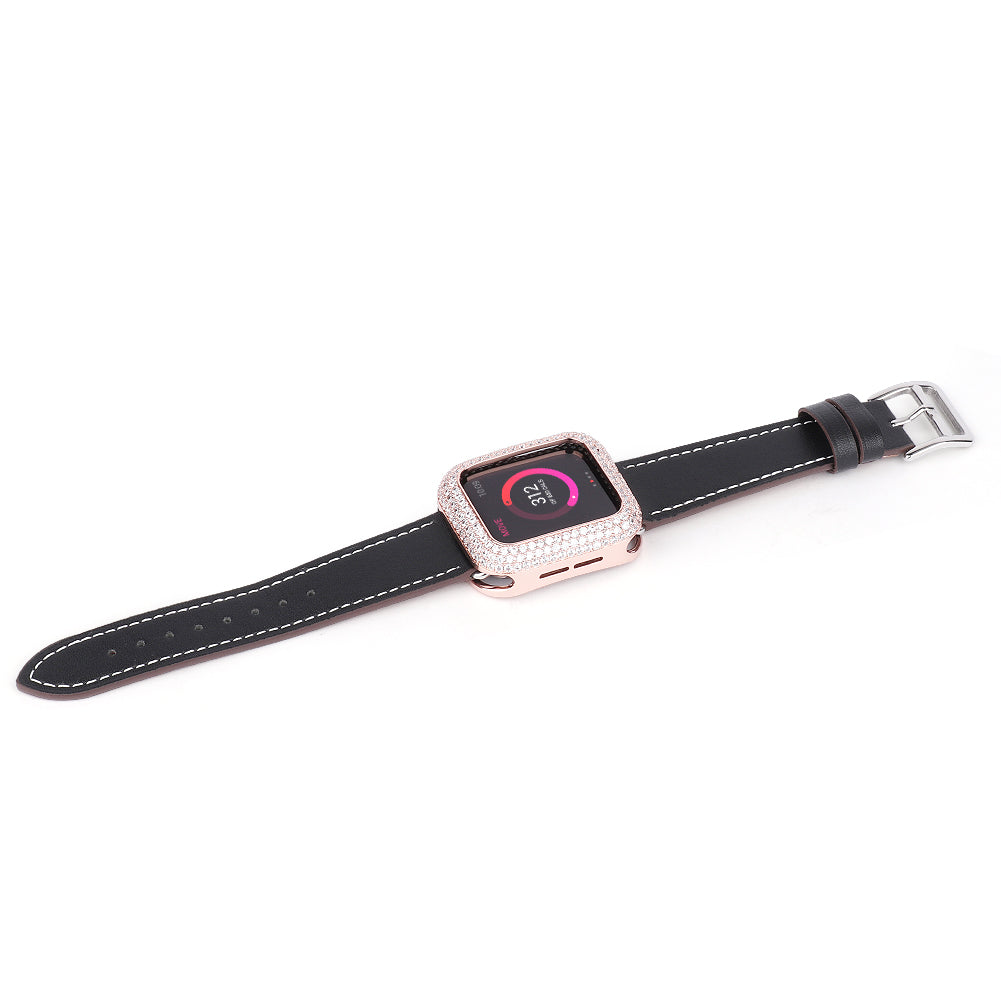 Zircon Decor Scratch-resistant Copper Watch Case Protective Cover for Apple Watch SE / SE (2022) 40mm / Series 6 / 5 / 4 40mm - Rose Gold