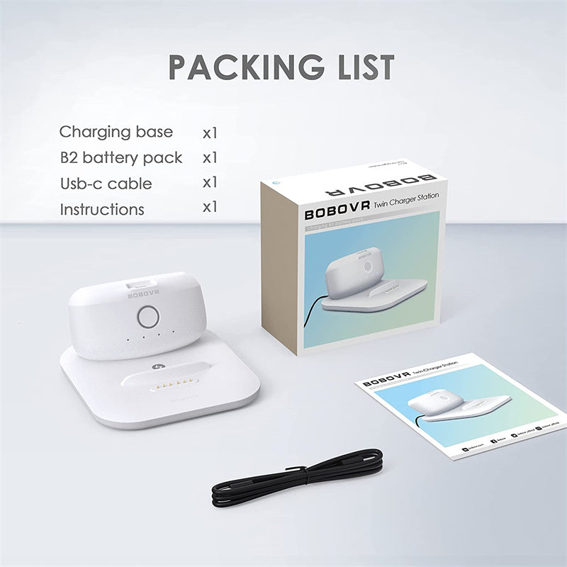 BOBOVR BD2-1 Dual Charging Station for Oculus Quest2 B2 Battery Charger Portable Charging Base with B2 Battery