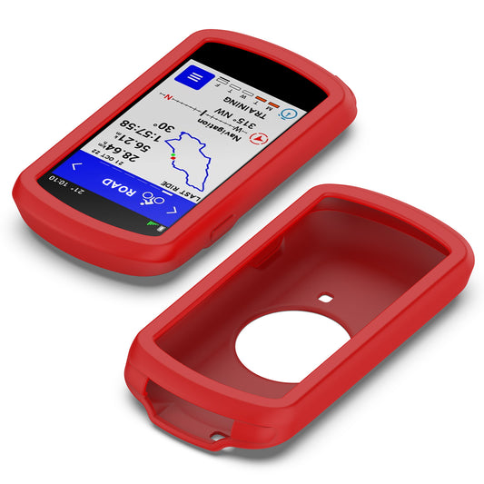 Uniqkart for Garmin Edge 1040 Scratch Resistant Soft Silicone Case Bike GPS Computer Protective Cover - Red