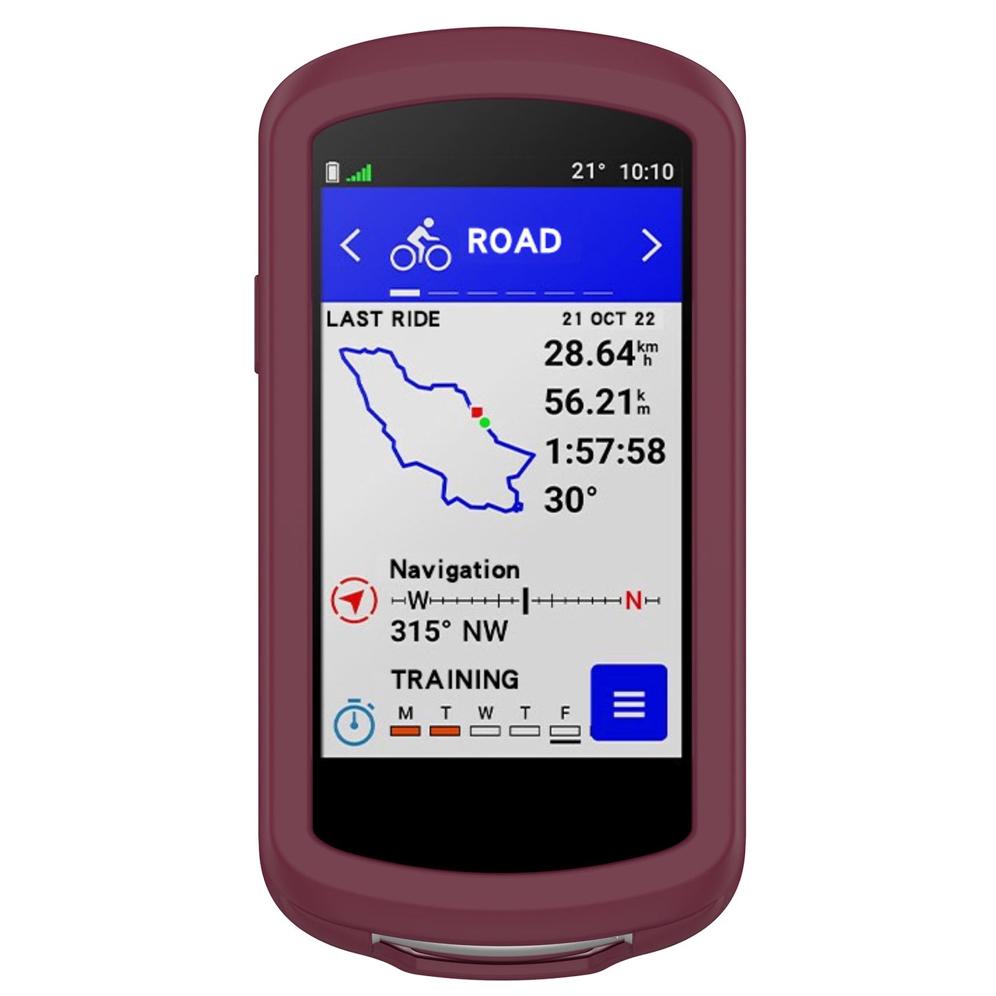 Uniqkart for Garmin Edge 1040 Scratch Resistant Soft Silicone Case Bike GPS Computer Protective Cover - Wine Red