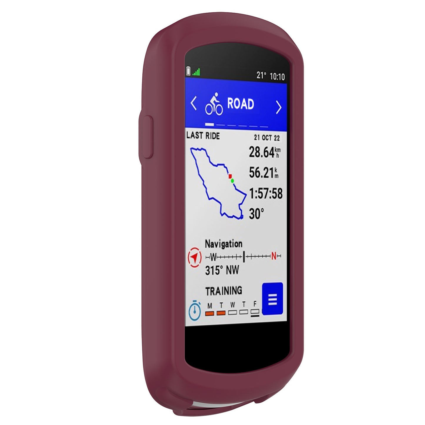 Uniqkart for Garmin Edge 1040 Scratch Resistant Soft Silicone Case Bike GPS Computer Protective Cover - Wine Red