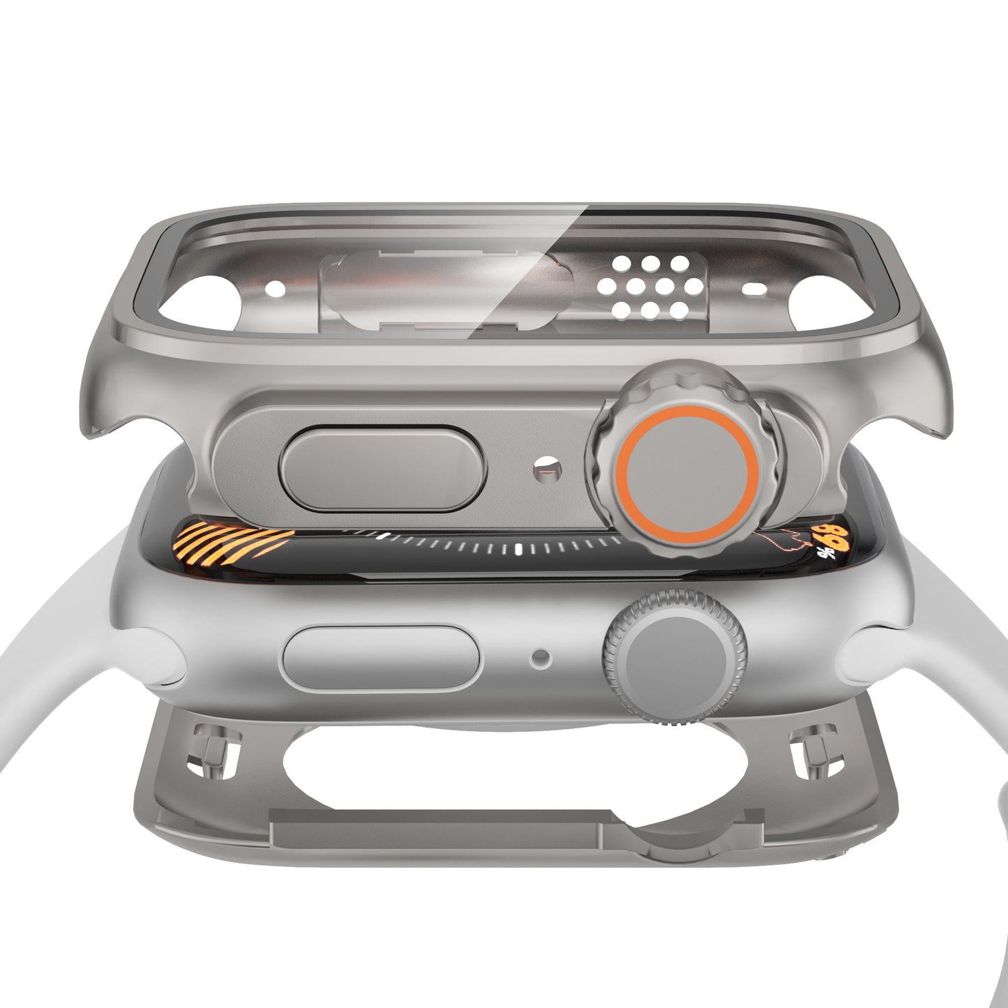 Hard PC Case for Apple Watch Series 6 5 4 SE (2022) SE 40mm , Waterproof Cover with Tempered Glass Screen Protector - Titanium Gold