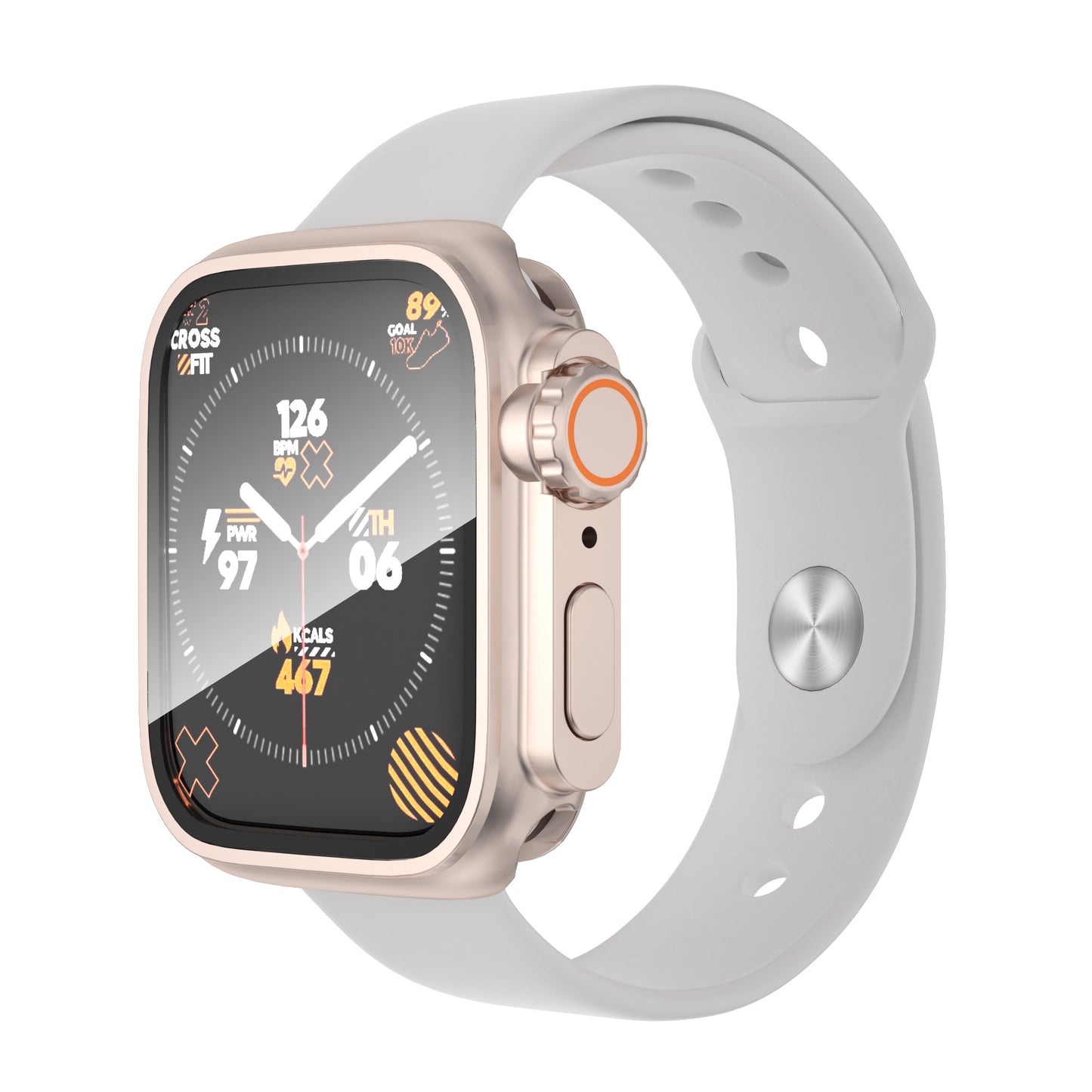 Hard PC Case for Apple Watch Series 6 5 4 SE (2022) SE 40mm , Waterproof Cover with Tempered Glass Screen Protector - Rose Gold