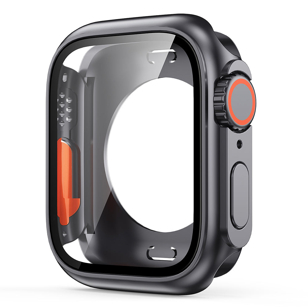 HD PC Case for Apple Watch Series 6 5 4 SE (2022) SE 44mm , Anti-Scratch Watch Cover with Tempered Glass Screen Protector - Original Black