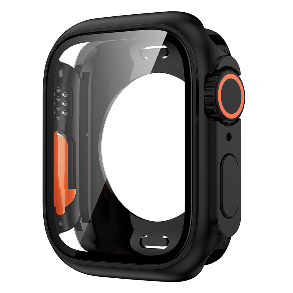 HD PC Case for Apple Watch Series 6 5 4 SE (2022) SE 44mm , Anti-Scratch Watch Cover with Tempered Glass Screen Protector - Black