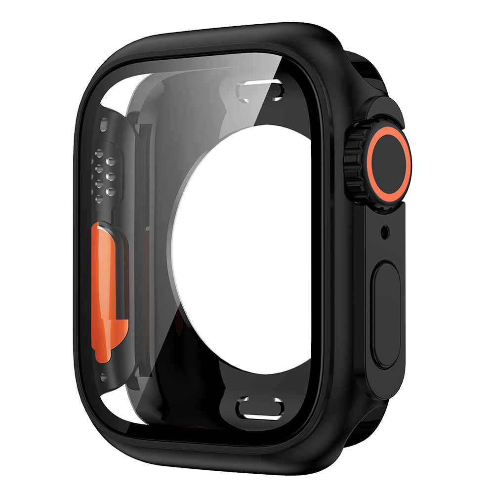 PC Watch Case for Apple Watch Series 6 5 4 SE (2022) SE 40mm , Full Coverage Protective Cover with Tempered Glass Screen Protector - Black