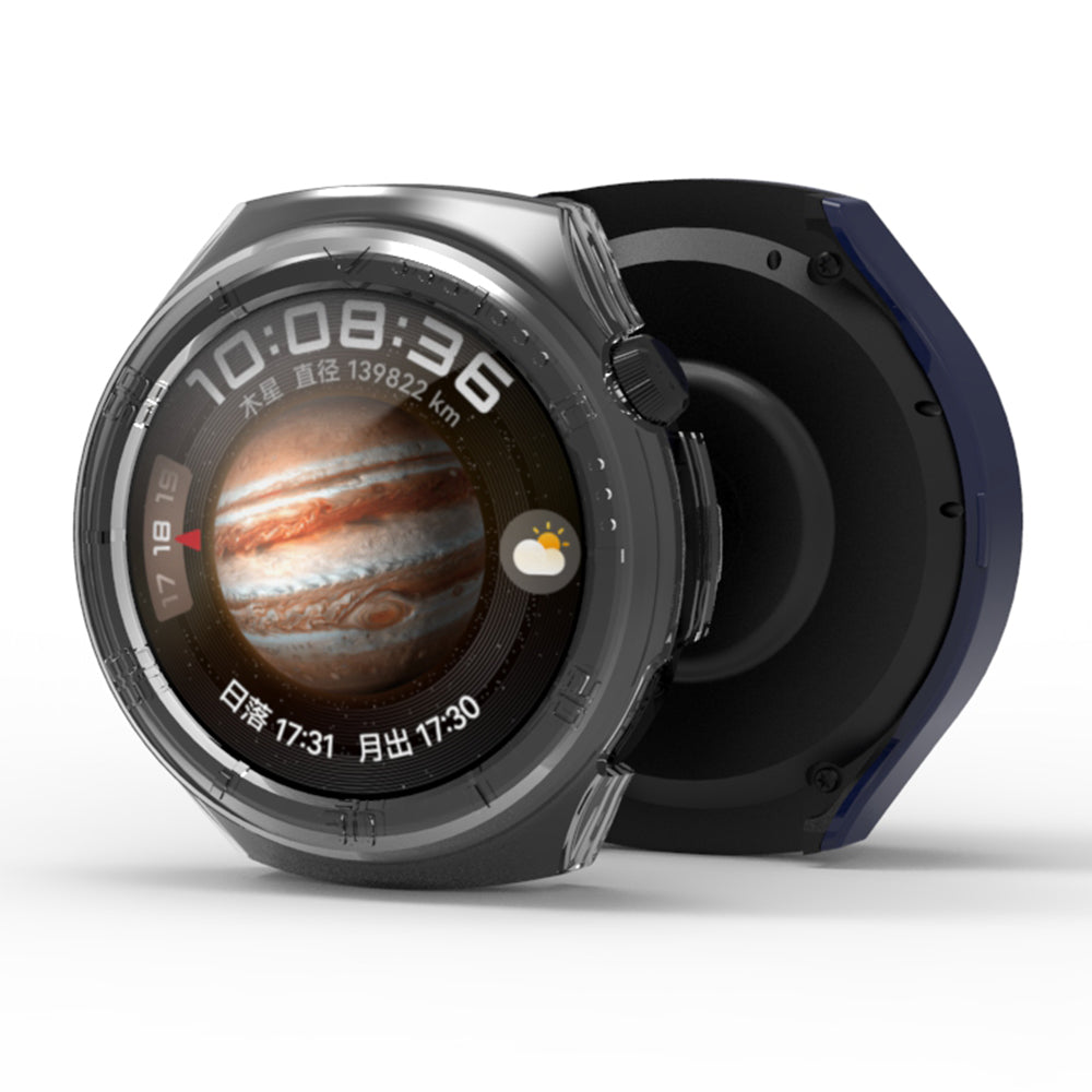 Uniqkart for Huawei Watch 4 Anti-collision Watch Case PC Hollow Protective Frame with Scale - Transparent