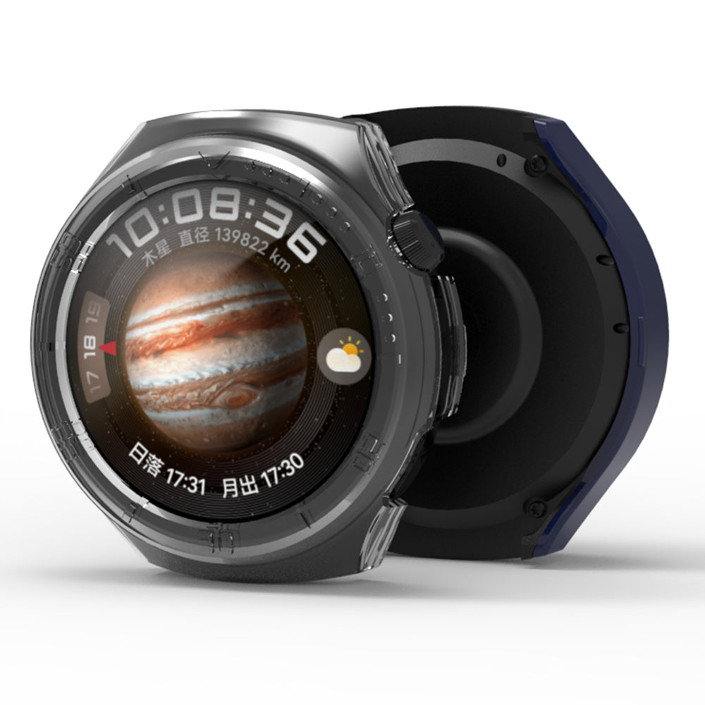 Uniqkart for Huawei Watch 4 Anti-collision Watch Case PC Hollow Protective Frame with Scale - Midnight Blue