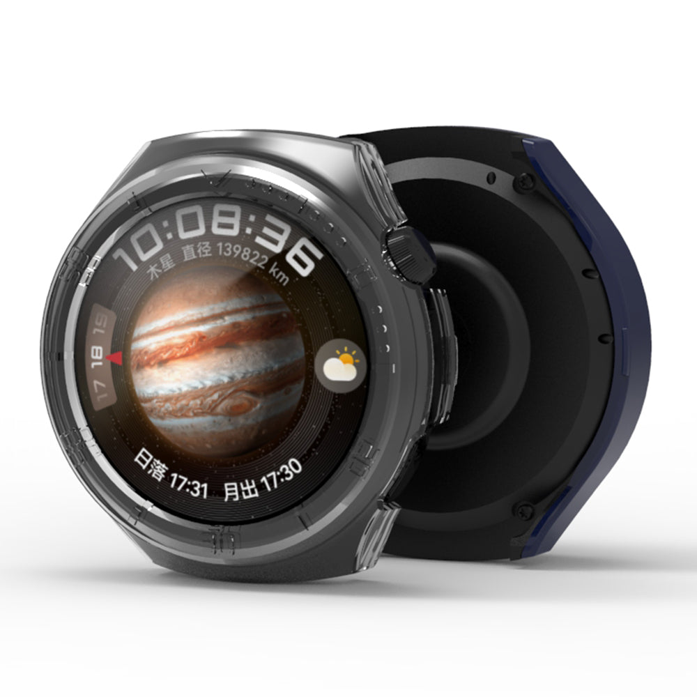 Uniqkart for Huawei Watch 4 Anti-collision Watch Case PC Hollow Protective Frame with Scale - Black