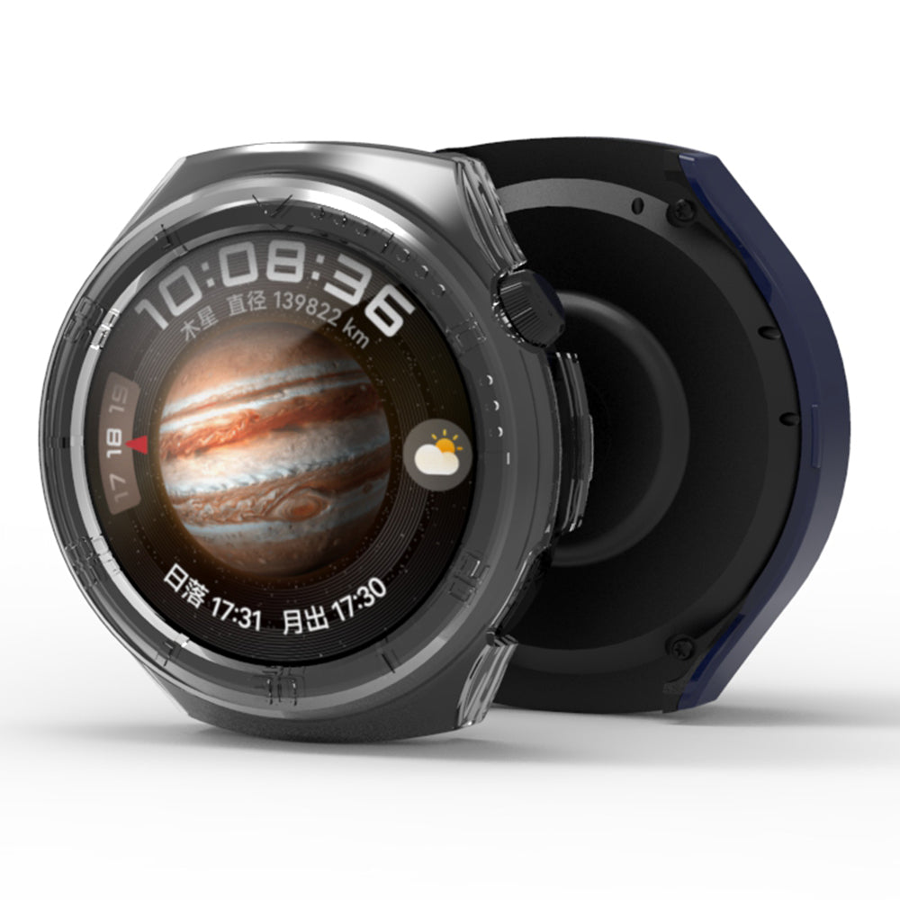 Uniqkart for Huawei Watch 4 Anti-collision Watch Case PC Hollow Protective Frame with Scale - Pink