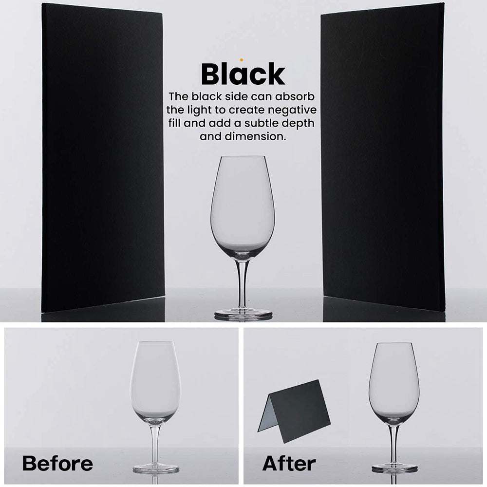 3 in 1 Photography Reflector Cardboard Folding Light Diffuser Board, A4 Size - Black/White/Gold