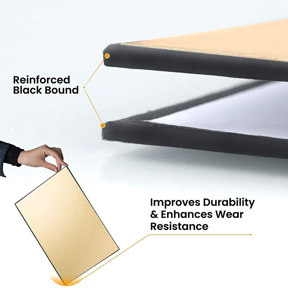 3 in 1 Photography Reflector Cardboard Folding Light Diffuser Board, A4 Size - Black/White/Gold