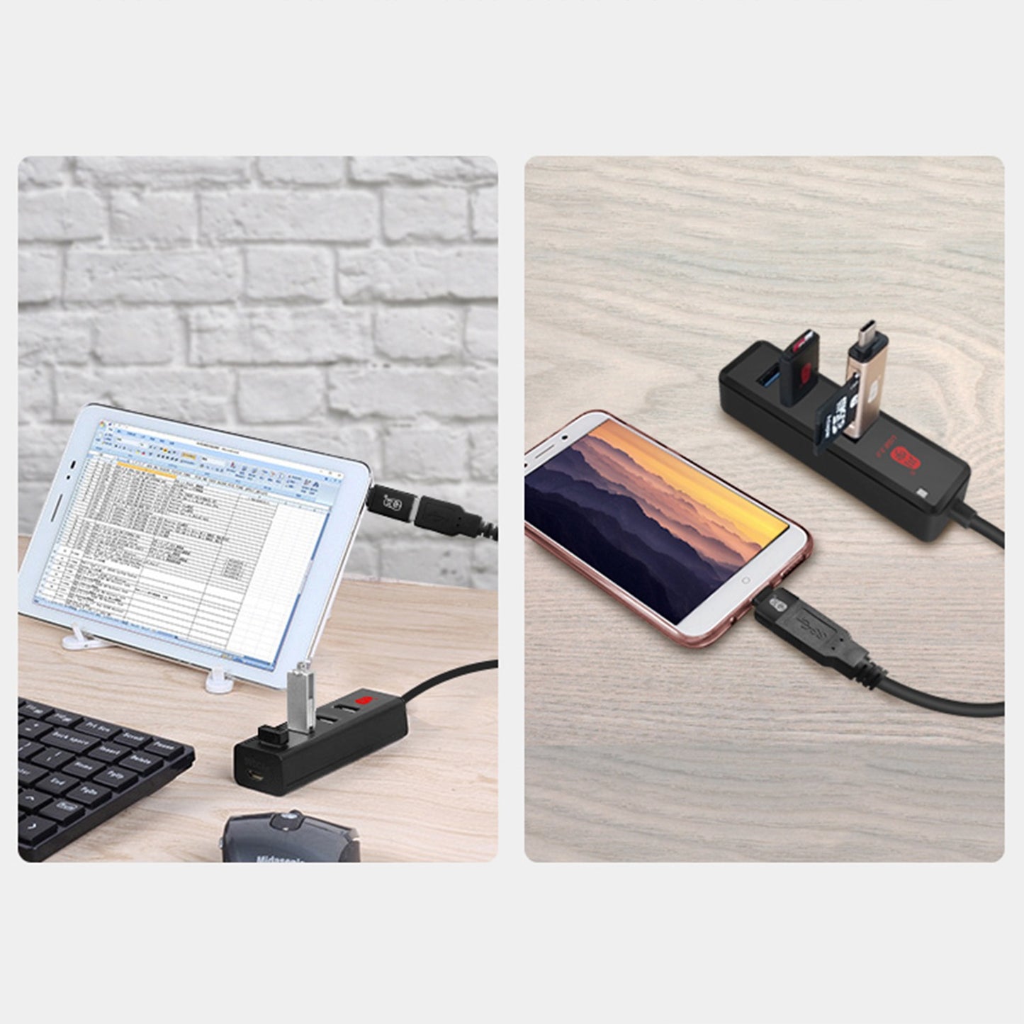 Uniqkart H302-100CM Magnetic Design USB Splitter Multi USB Port Expander with Micro-B Charging Port 4-port USB 3.0 Hub with 100cm Cable