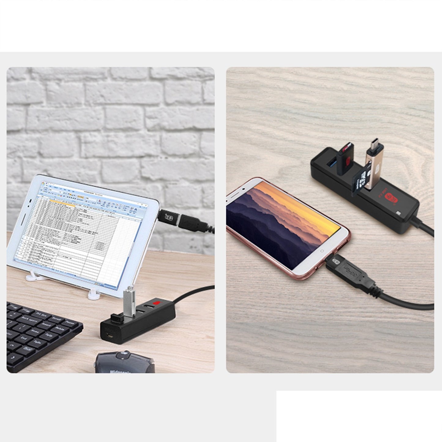 Uniqkart H302-30CM 4-port USB 3.0 Hub with 30cm Cable, Multi USB Port Expander with Micro-B Charging Port Fast Data Transfer USB Splitter