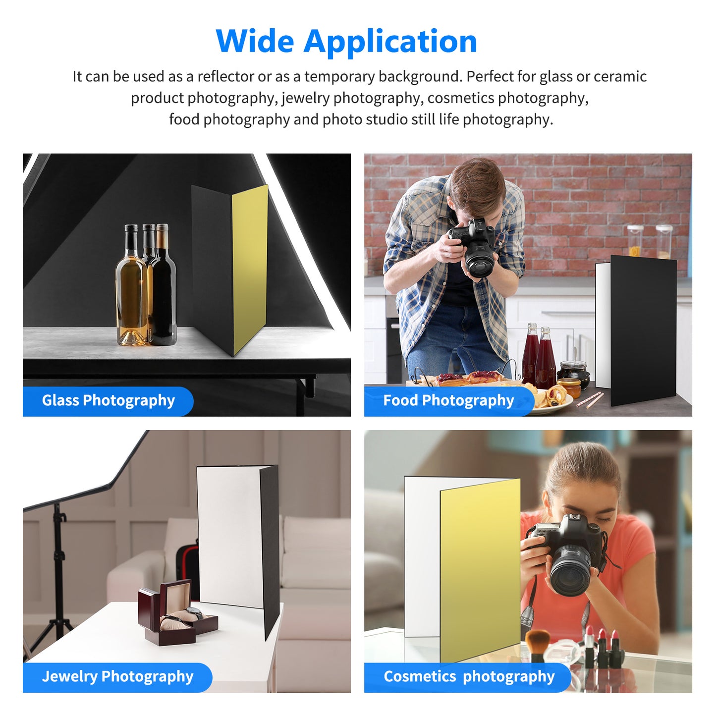 Uniqkart 2Pcs Light Reflector Photography A3 Cardboard Studio Foldable Light Diffuser Board, 42x30cm