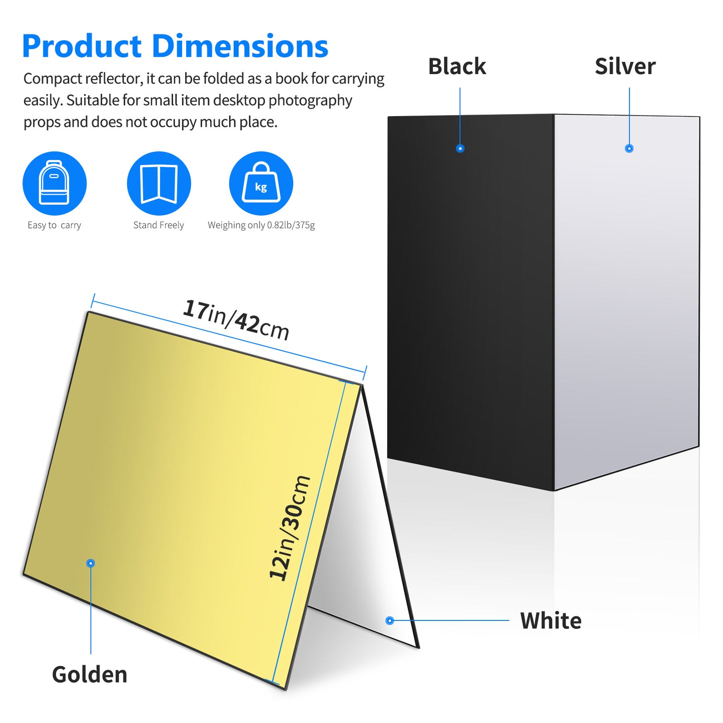 Uniqkart 2Pcs Light Reflector Photography A3 Cardboard Studio Foldable Light Diffuser Board, 42x30cm