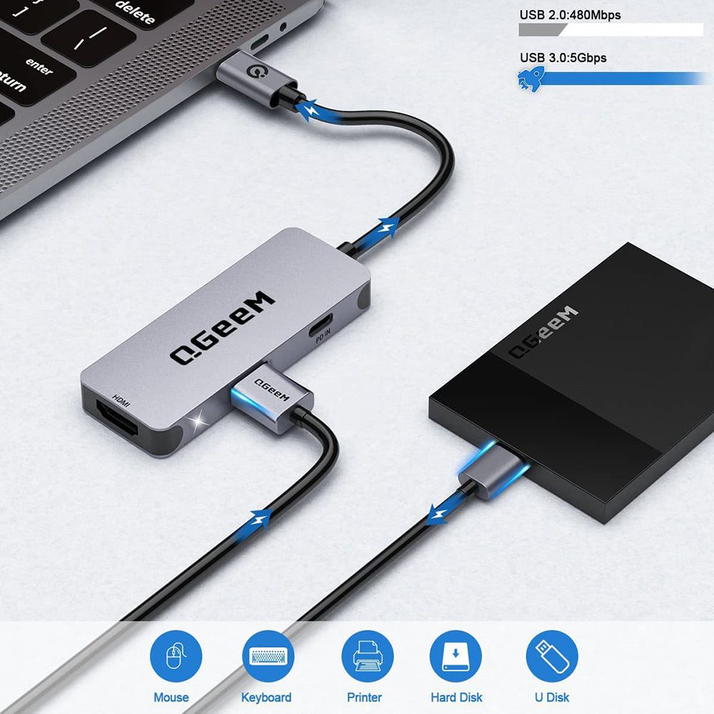 UH03-1 3 in 1 Docking Station Multifunction Type-C Hub Adapter USB-C to HD / PD 100W / USB Converter